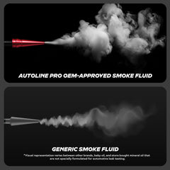 AutoLine Pro fluido en uso con máquina de humo mostrando salida densa