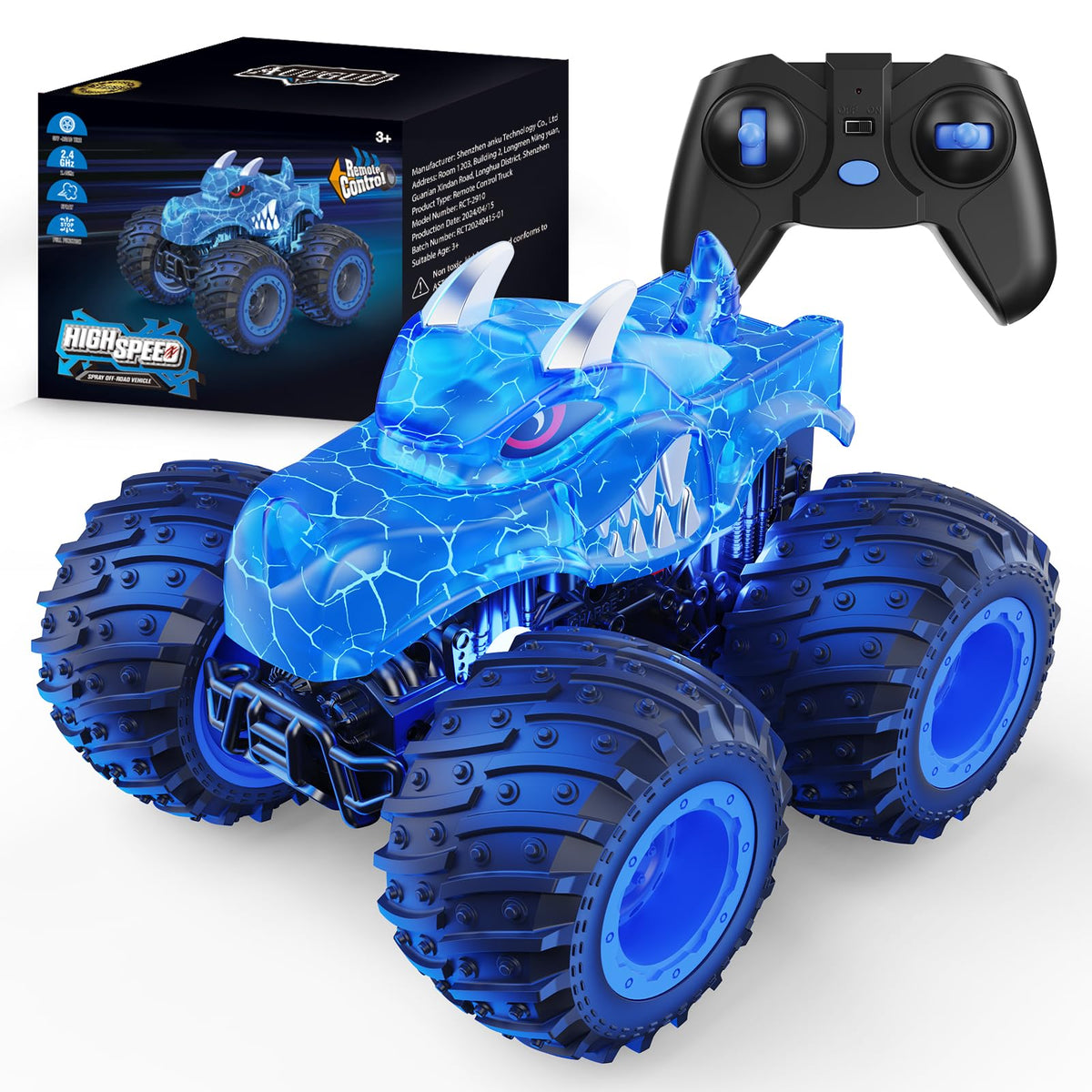 AUUGUU front view of truck showing lights and rugged build for exciting play