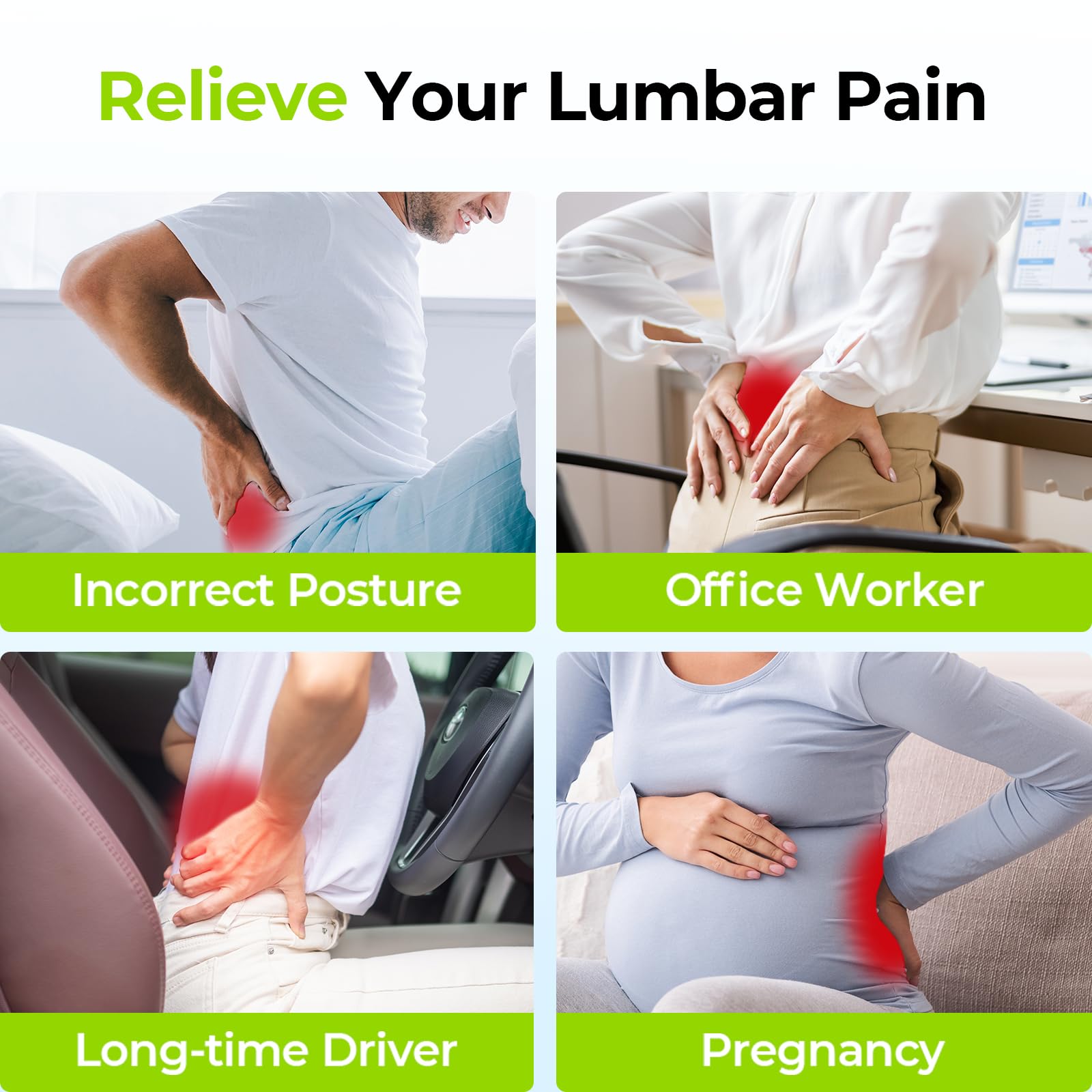 AUVON detalle del bulbo patentado que ofrece soporte lumbar preciso