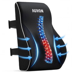 AUVON cojín lumbar frontal mostrando forma ergonómica y soporte cómodo