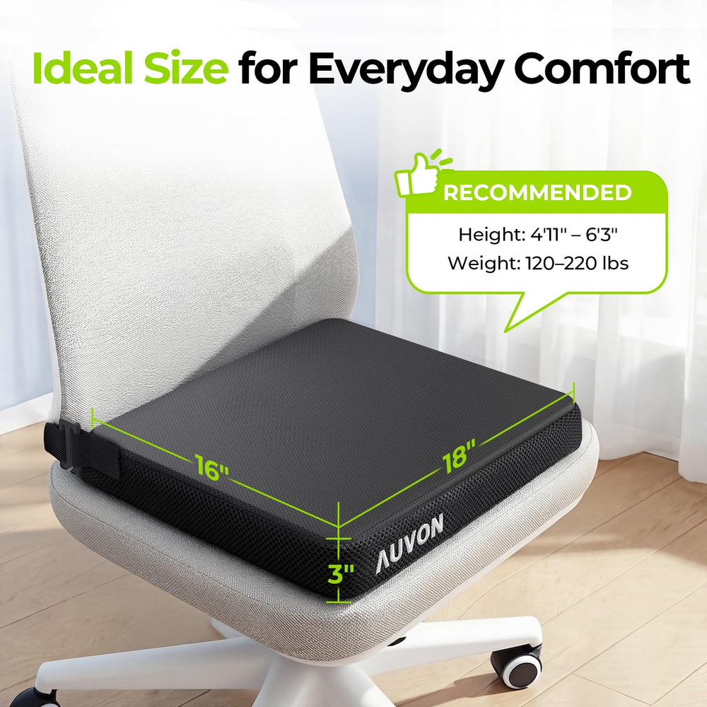 AUVON cojín colocado en silla de ruedas optimizando soporte y ventilación