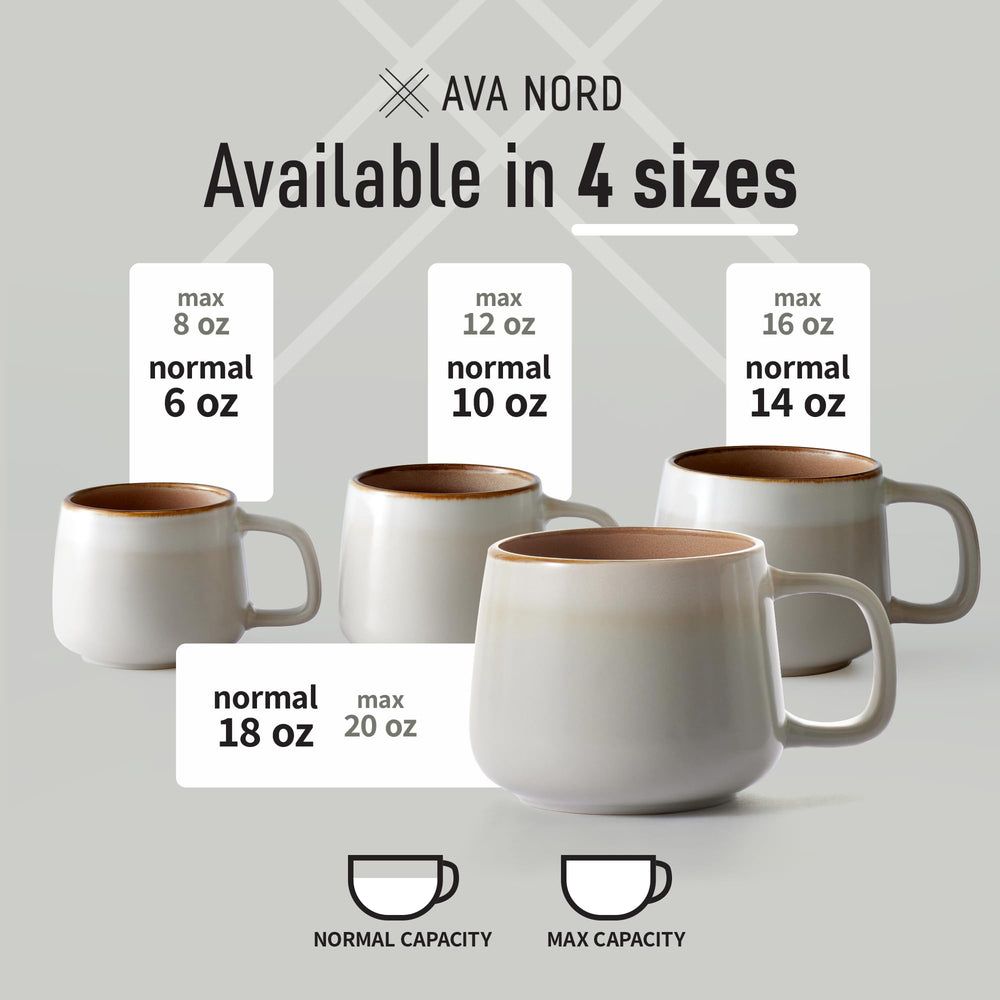 Ava Nord comparación de tamaño, capacidad 12 oz visualizada