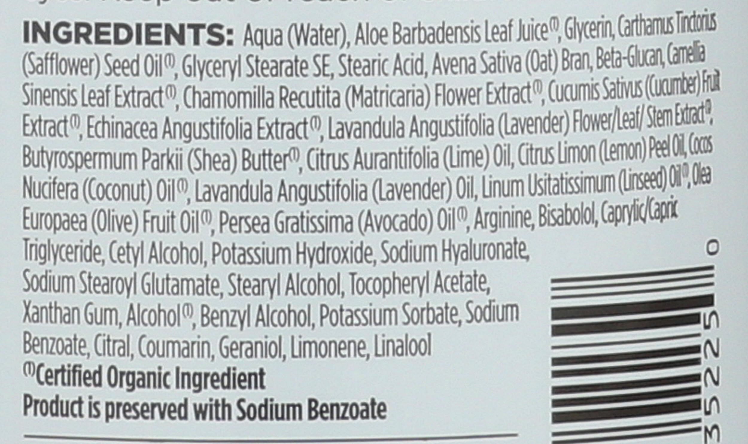 Avalon Organics etiqueta con ingredientes orgánicos para transparencia y confianza