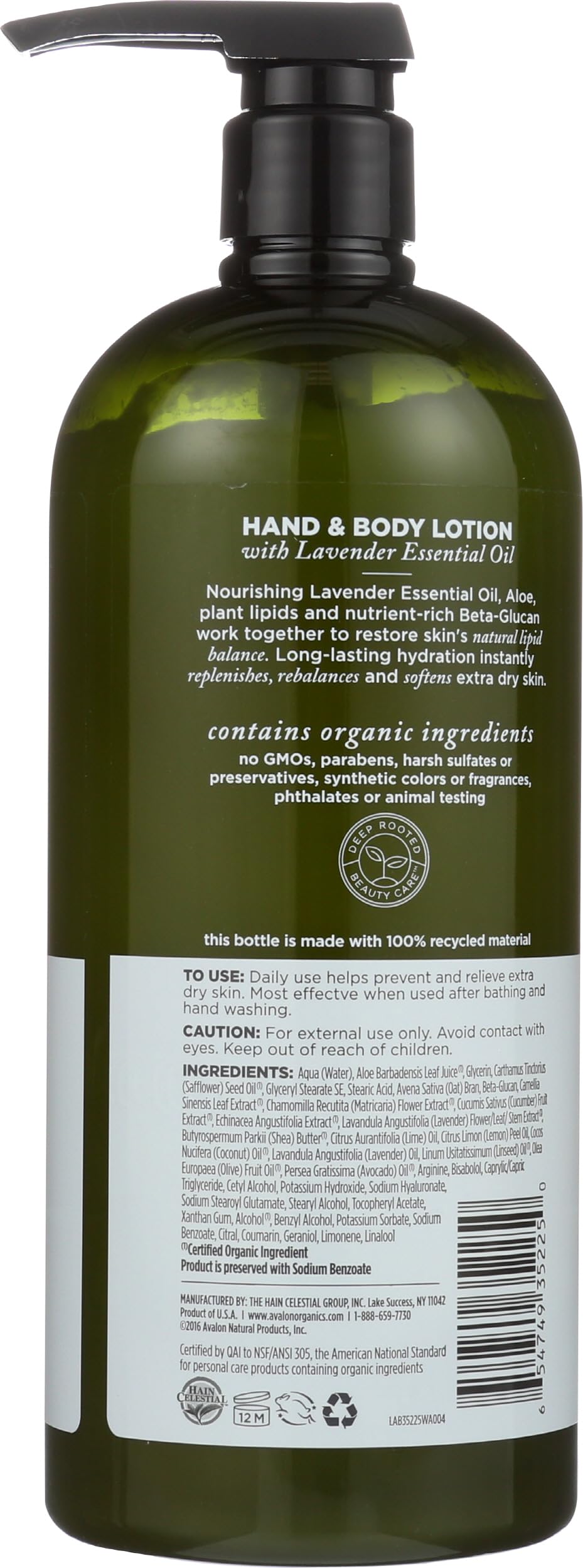 Avalon Organics textura cremosa extendida que muestra rápida absorción y suavidad