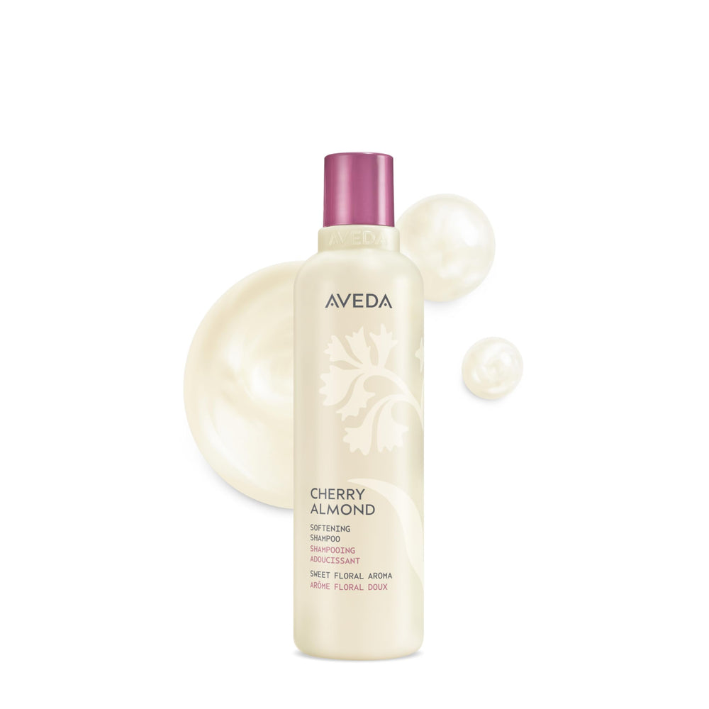 Aveda bottle front label showing product name and size, highlights clean formula