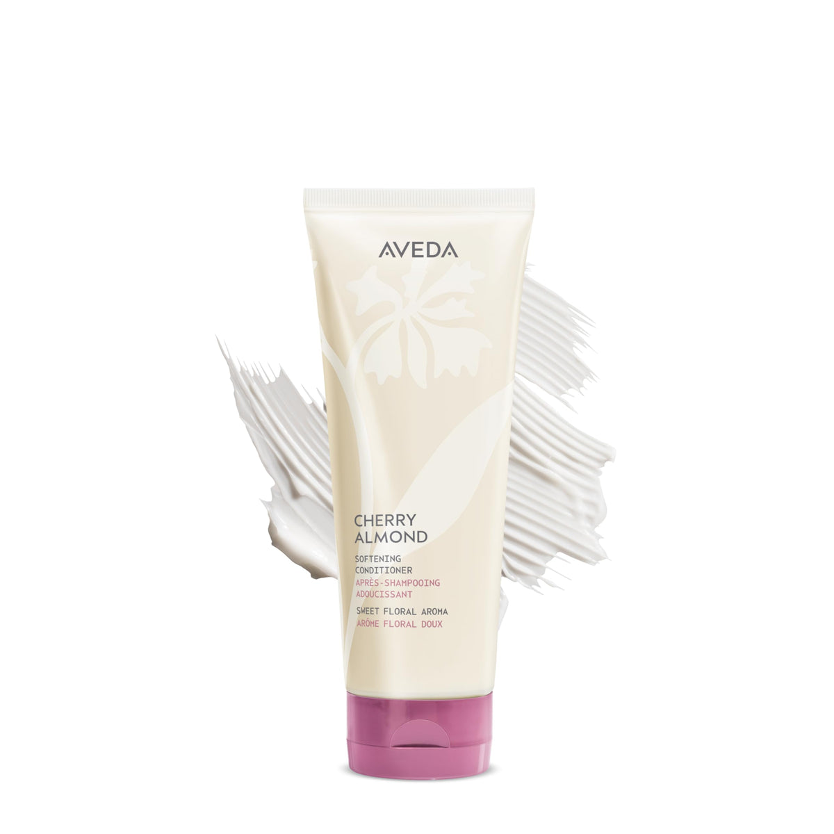 Aveda bottle front view showing Cherry Almond label and size benefits