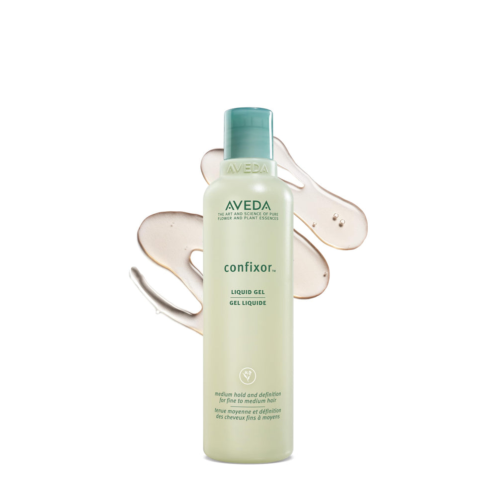 Aveda Confixor frontal del envase mostrando diseño y ventaja de fijación media