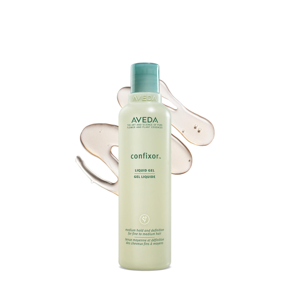 Aveda Confixor frontal del envase mostrando diseño y ventaja de fijación media