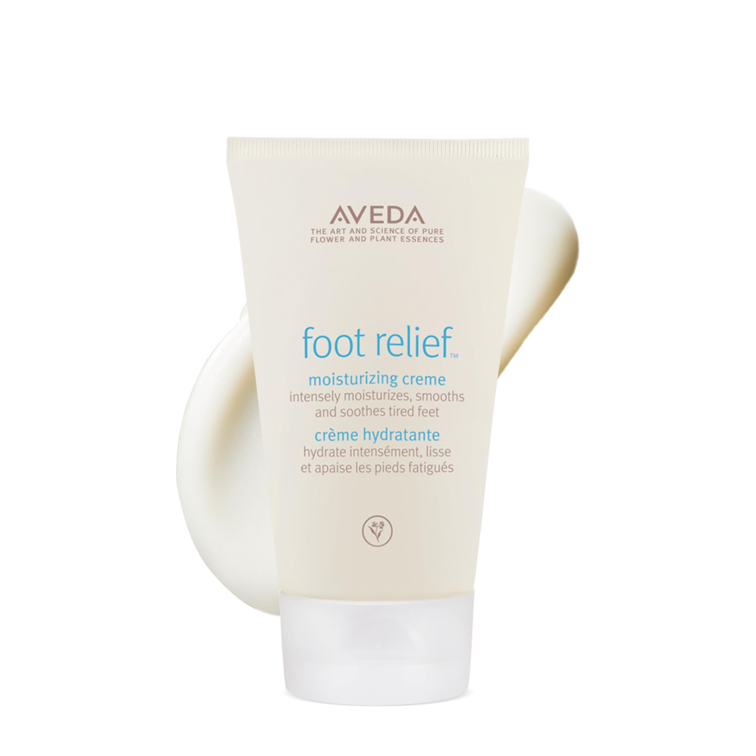 Aveda crema para pies frontal mostrando envase y beneficios hidratantes