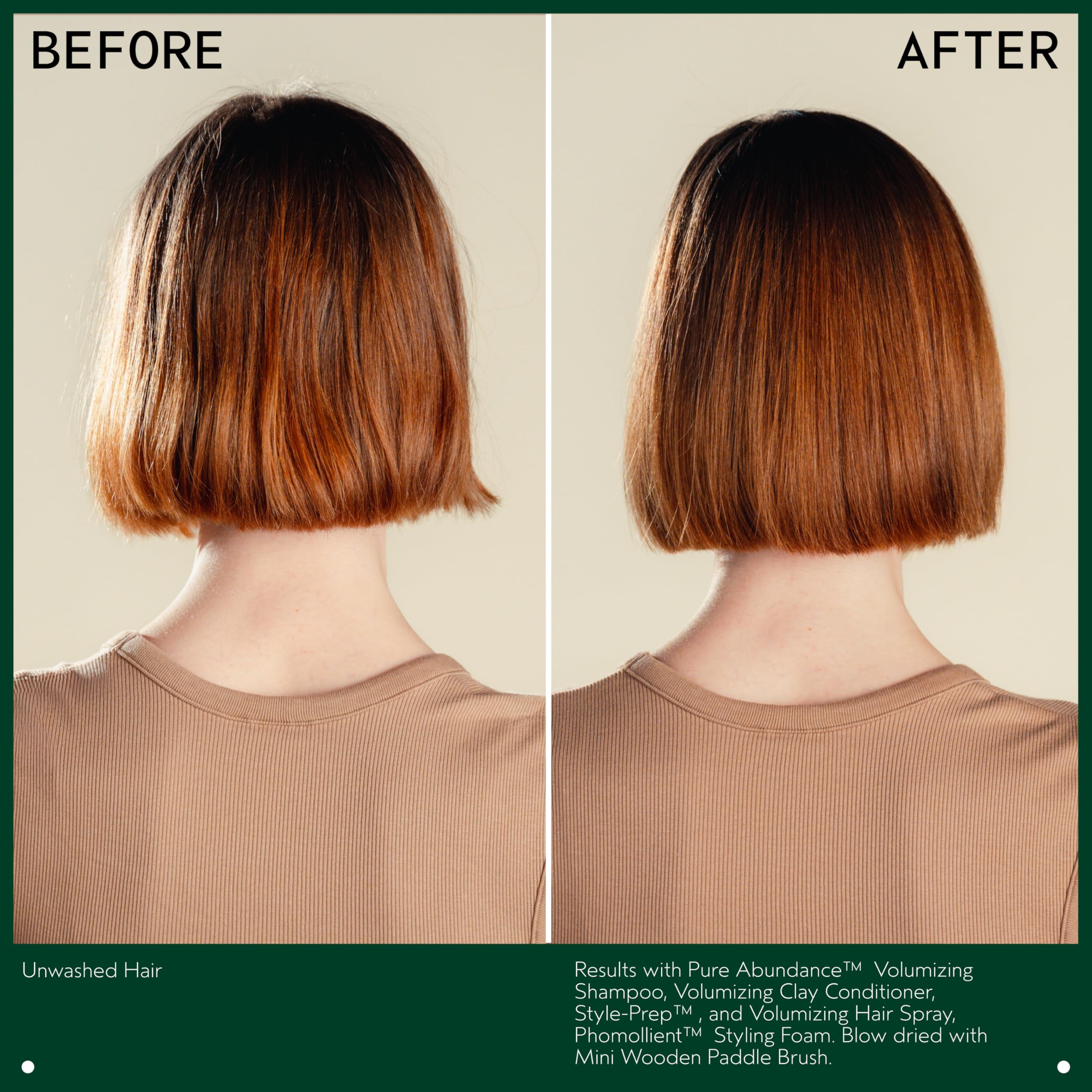 Aveda Phomollient junto a regla para comparar tamaño y cantidad 6.7 Fl Oz