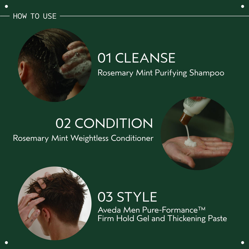 Aveda cabello seco brillando tras uso que muestra acabado luminoso