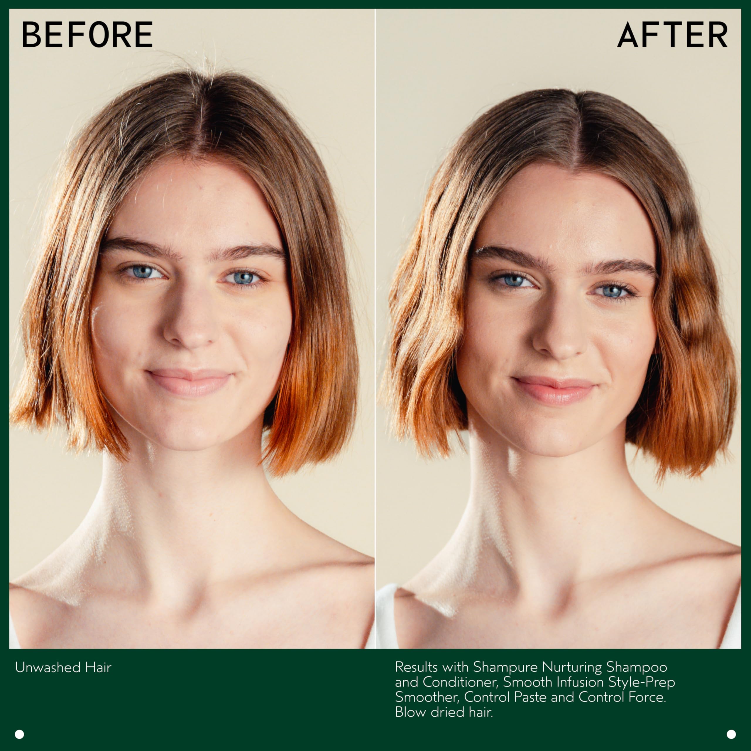 Aveda Shampure aplicado en mechón para desenredar y dar brillo