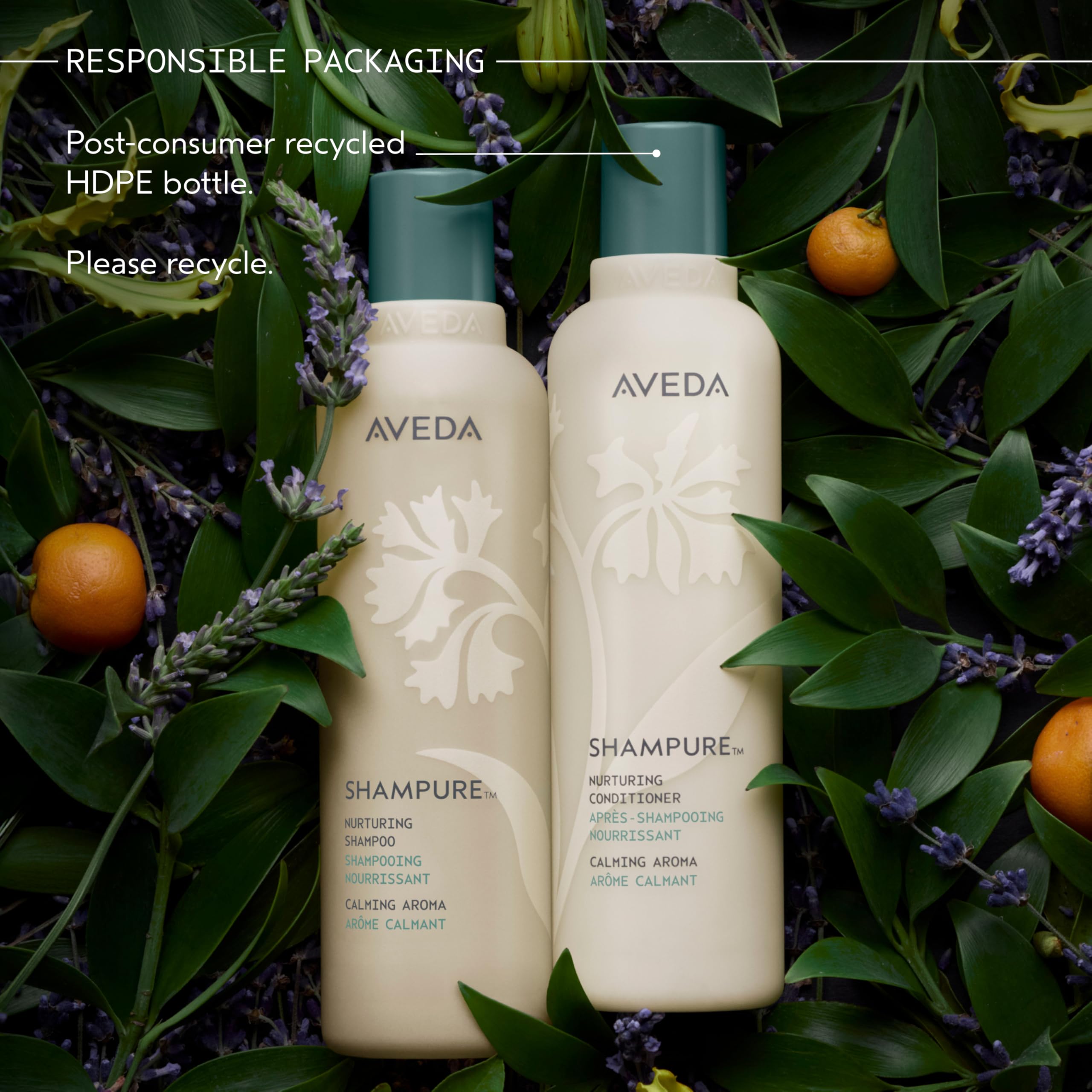 Aveda Shampure nuevo y antiguo envase lado a lado explicando evolución