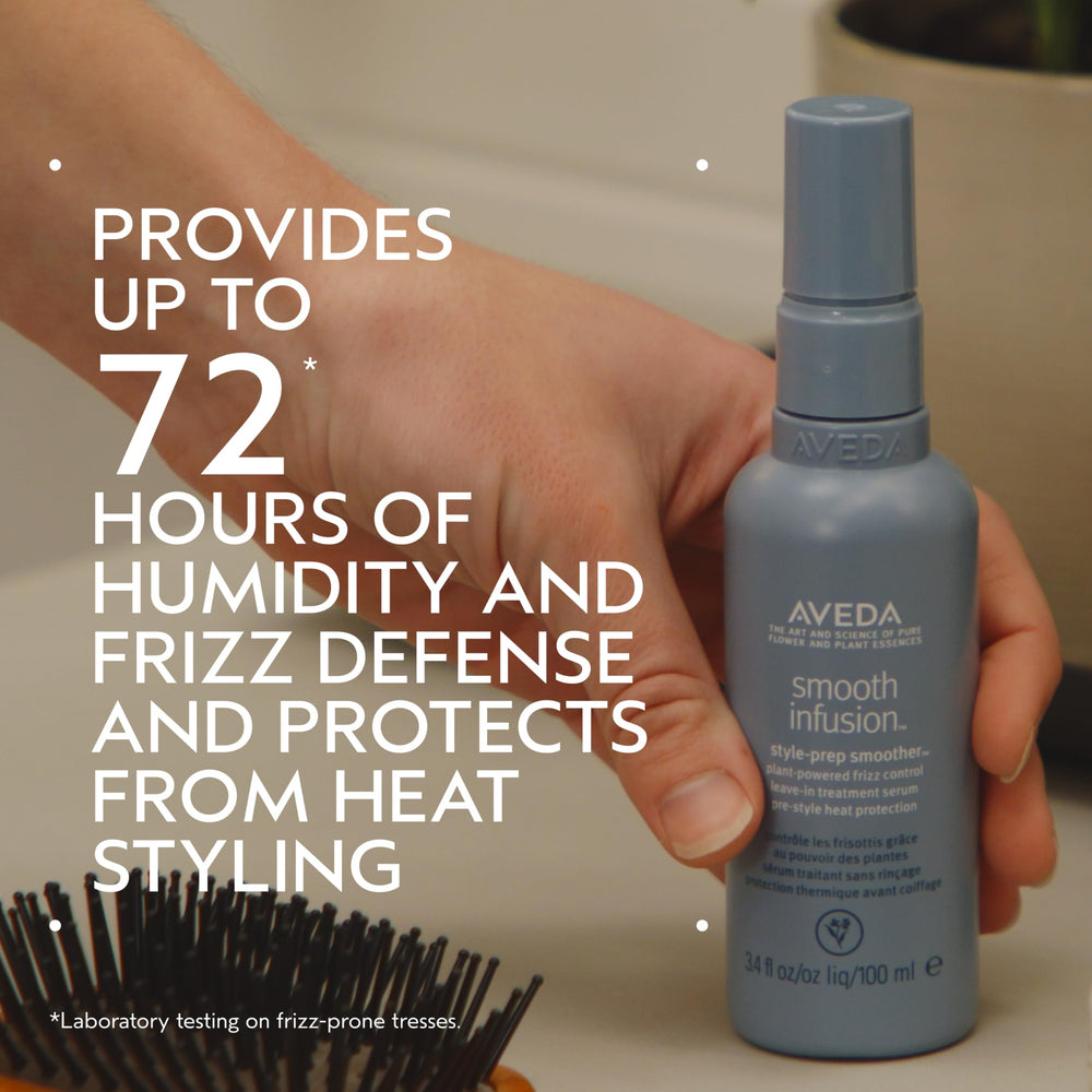 Aveda Smooth Infusion textura del suero en gota destacando ligereza y absorción