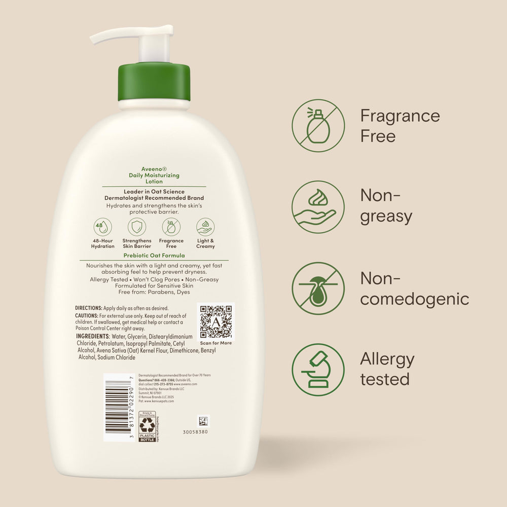 Botella de Aveeno en baño ordenado, sugiriendo rutina diaria y bienestar