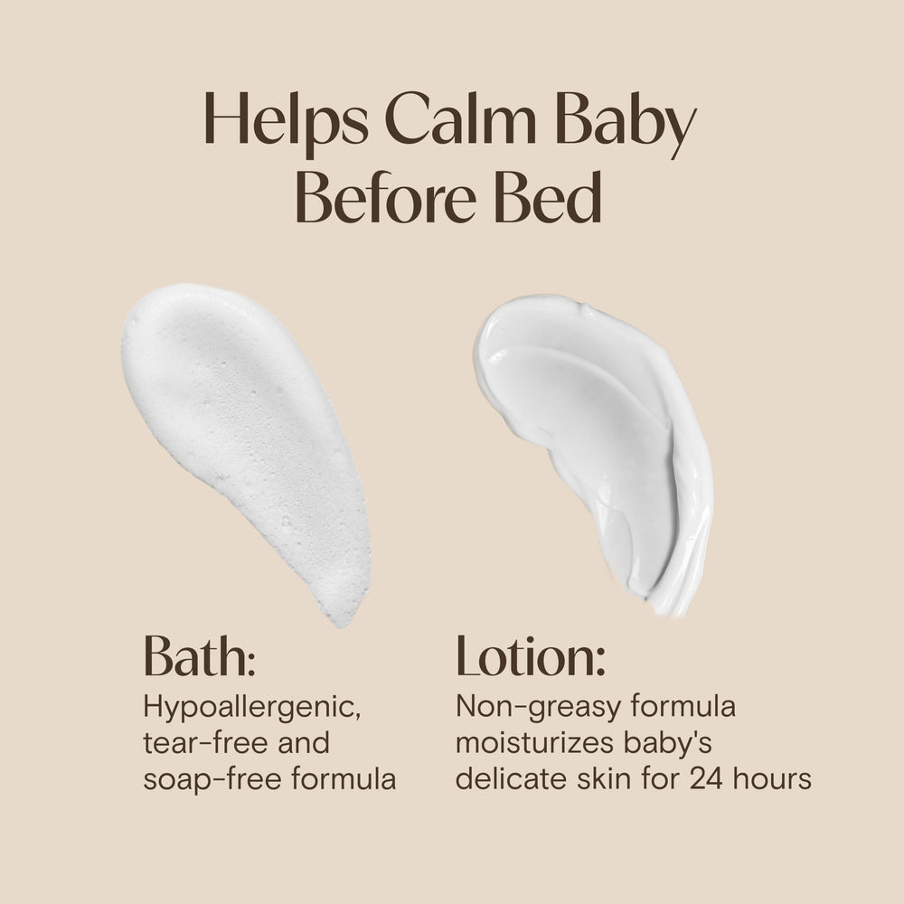 Aveeno Baby tamaño de las botellas comparado con una mano