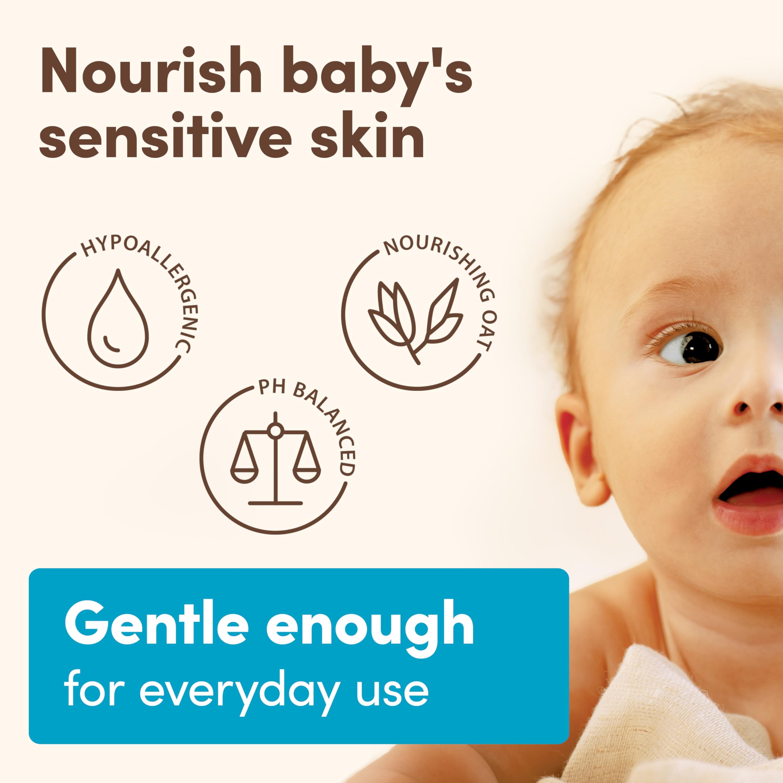 Aveeno Baby aplicación del gel en bebé durante el baño, suave limpieza