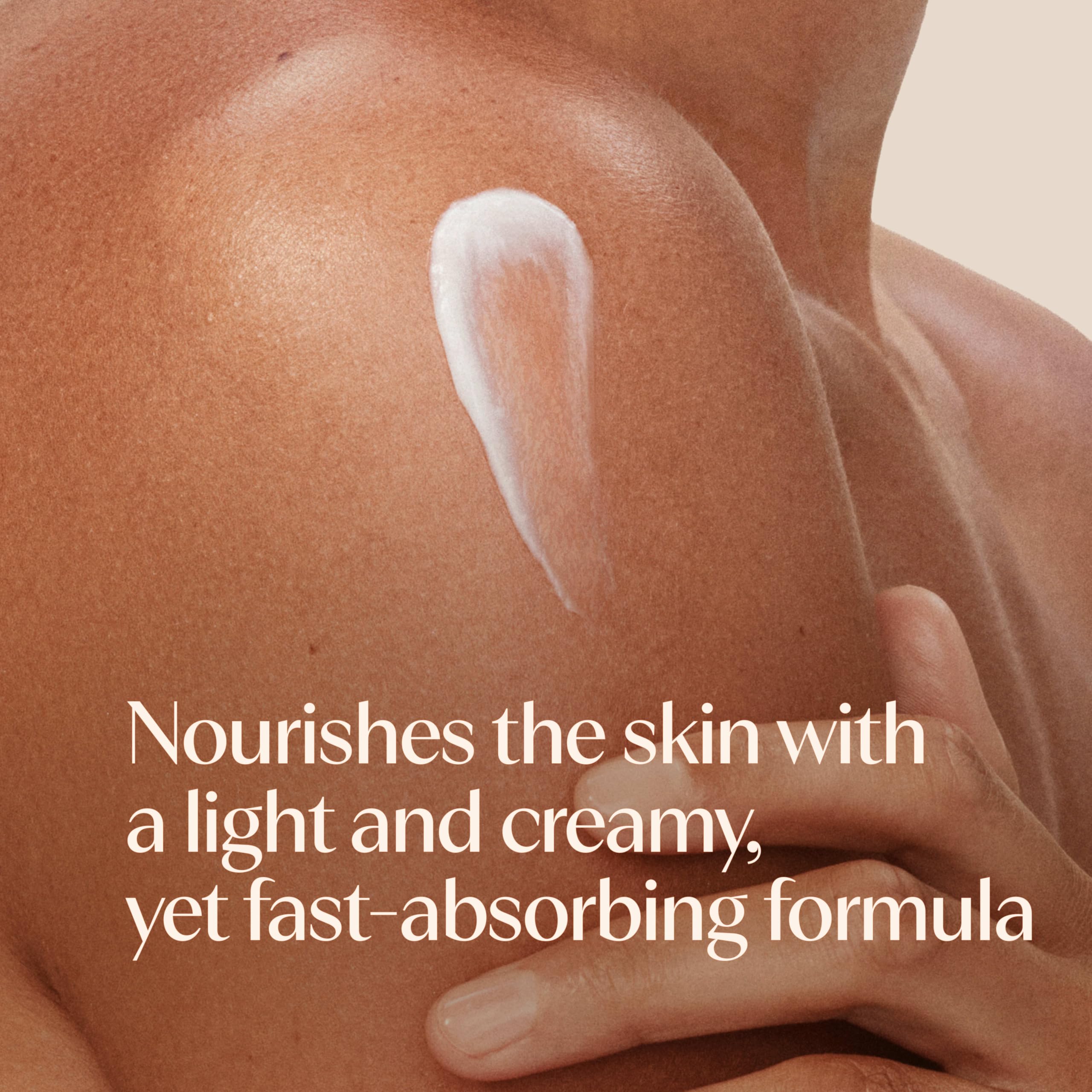 Aveeno frasco junto a manos para comparar tamaño y cantidad por aplicación