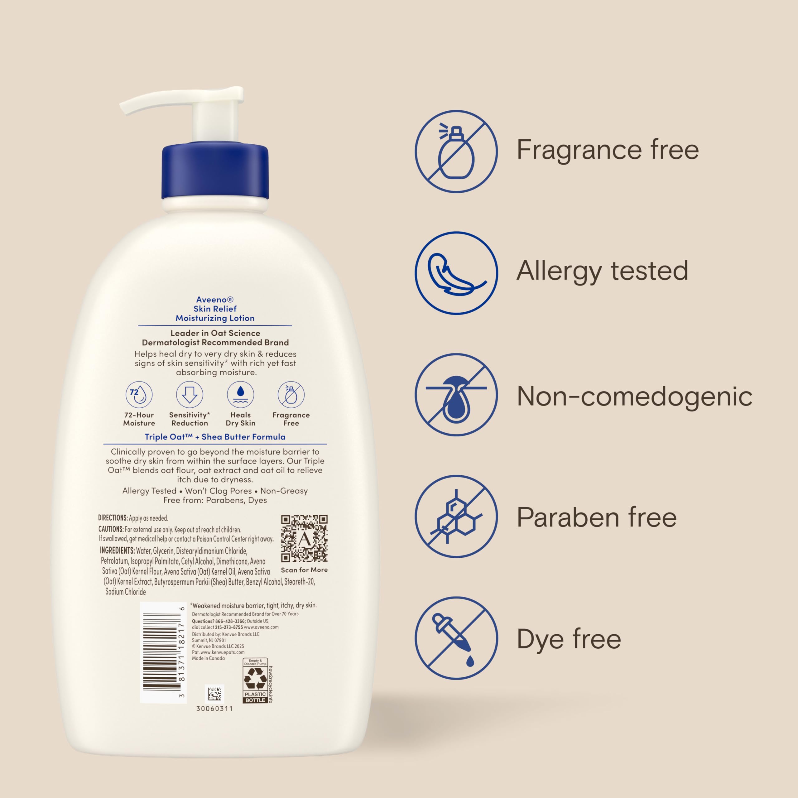 Botella Aveeno en entorno familiar del baño, apta para toda la familia