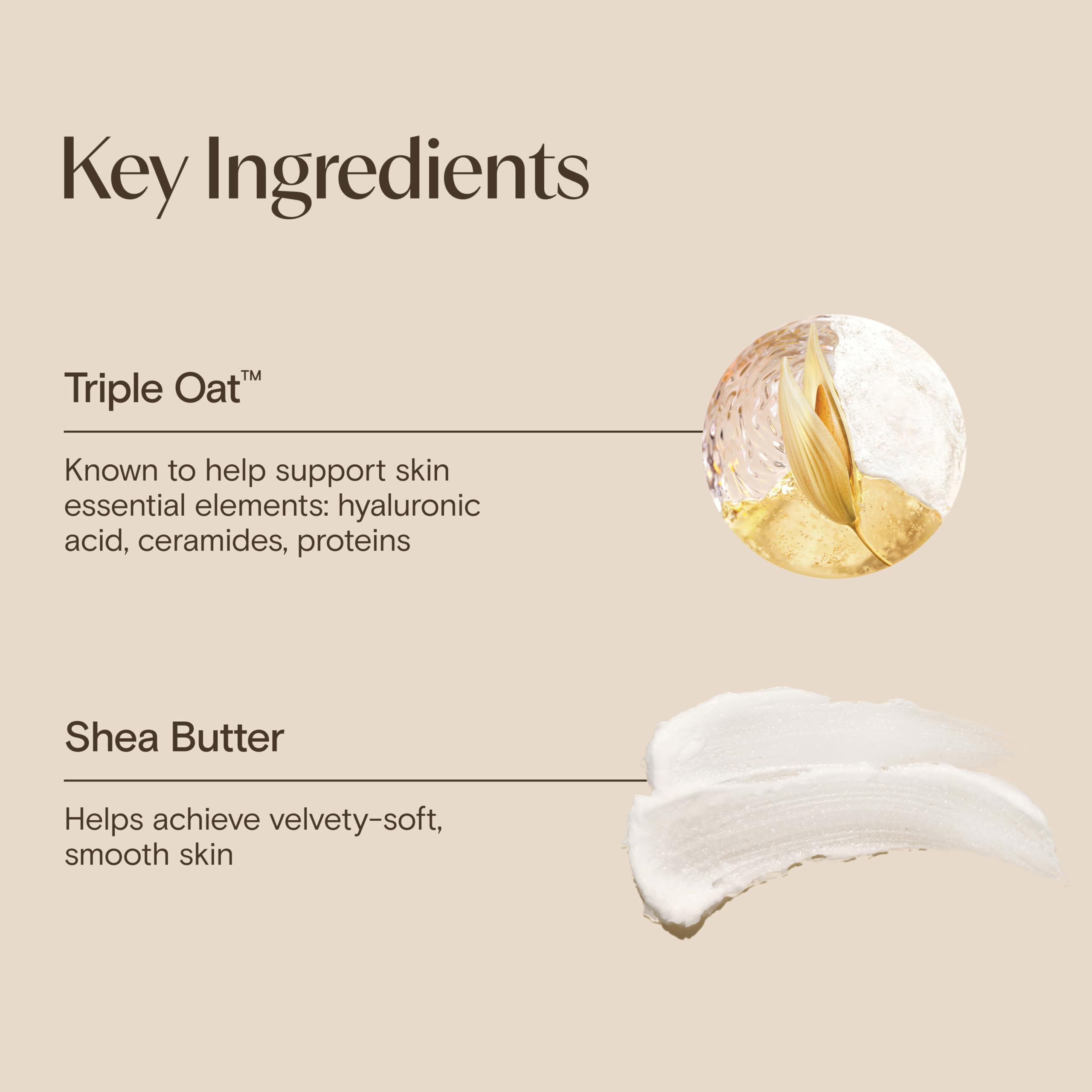 Detalle de etiqueta Aveeno con ingredientes, fórmula sin fragancias