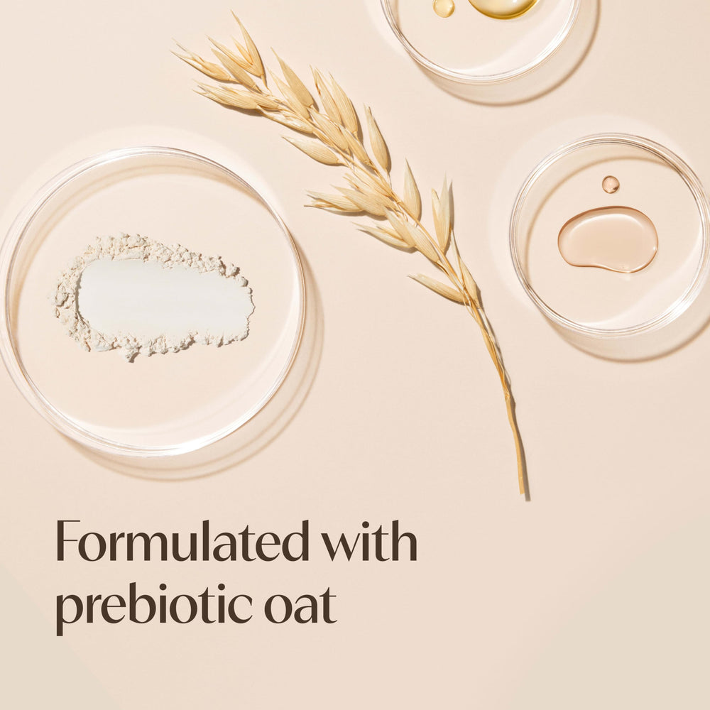 Aveeno etiqueta con ingredientes y beneficios visibles para confianza