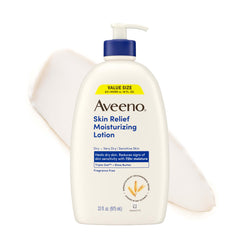 Aveeno frasco frontal 33 fl oz mostrando marca y tamaño, hidratación prolongada