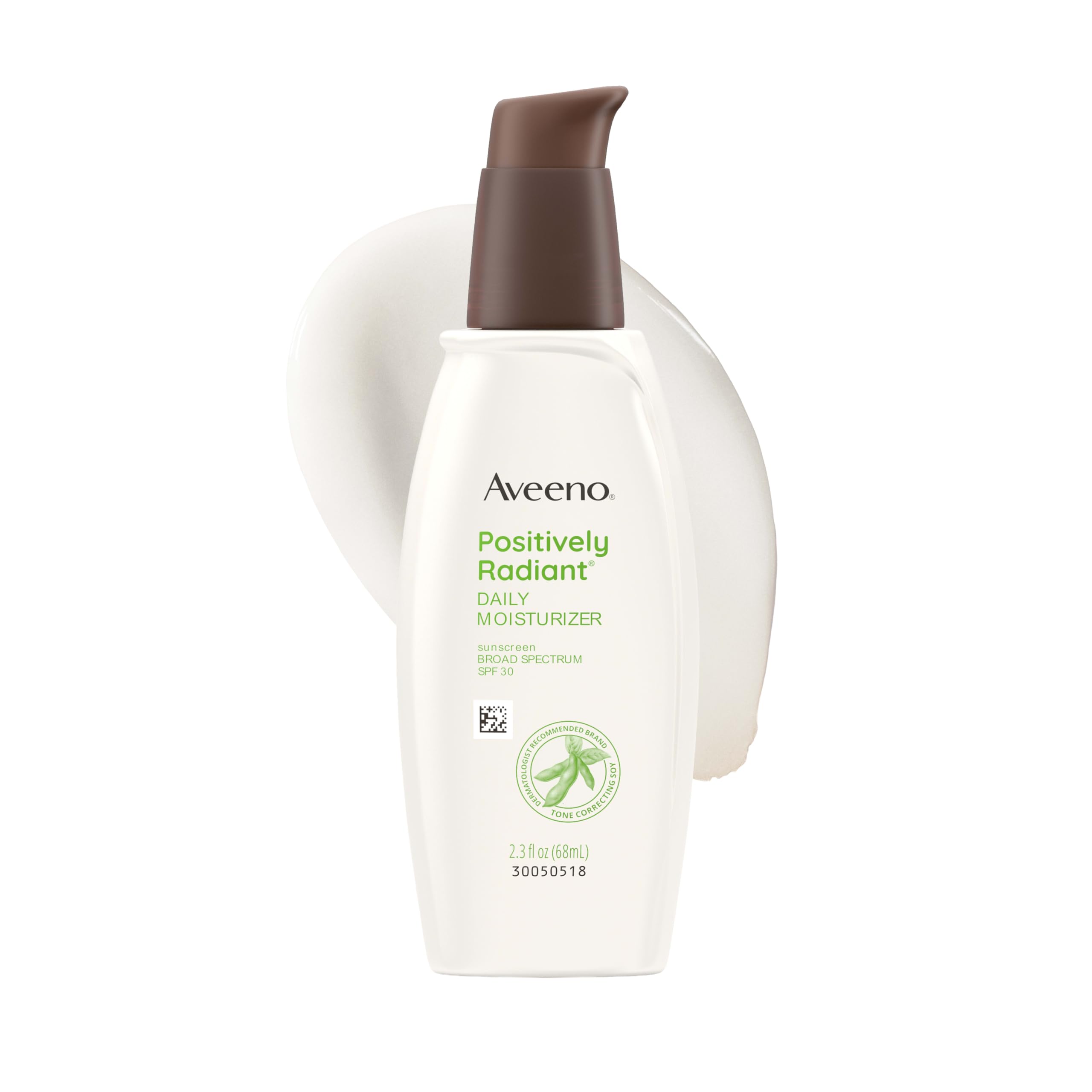 Aveeno envase frontal mostrando protección SPF 30 y beneficio hidratante