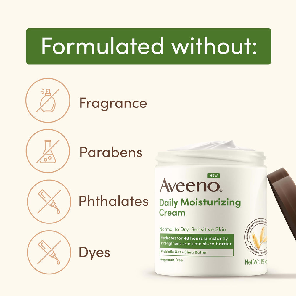 Aveeno manteca de karité y avena prebiótica como ingredientes nutritivos
