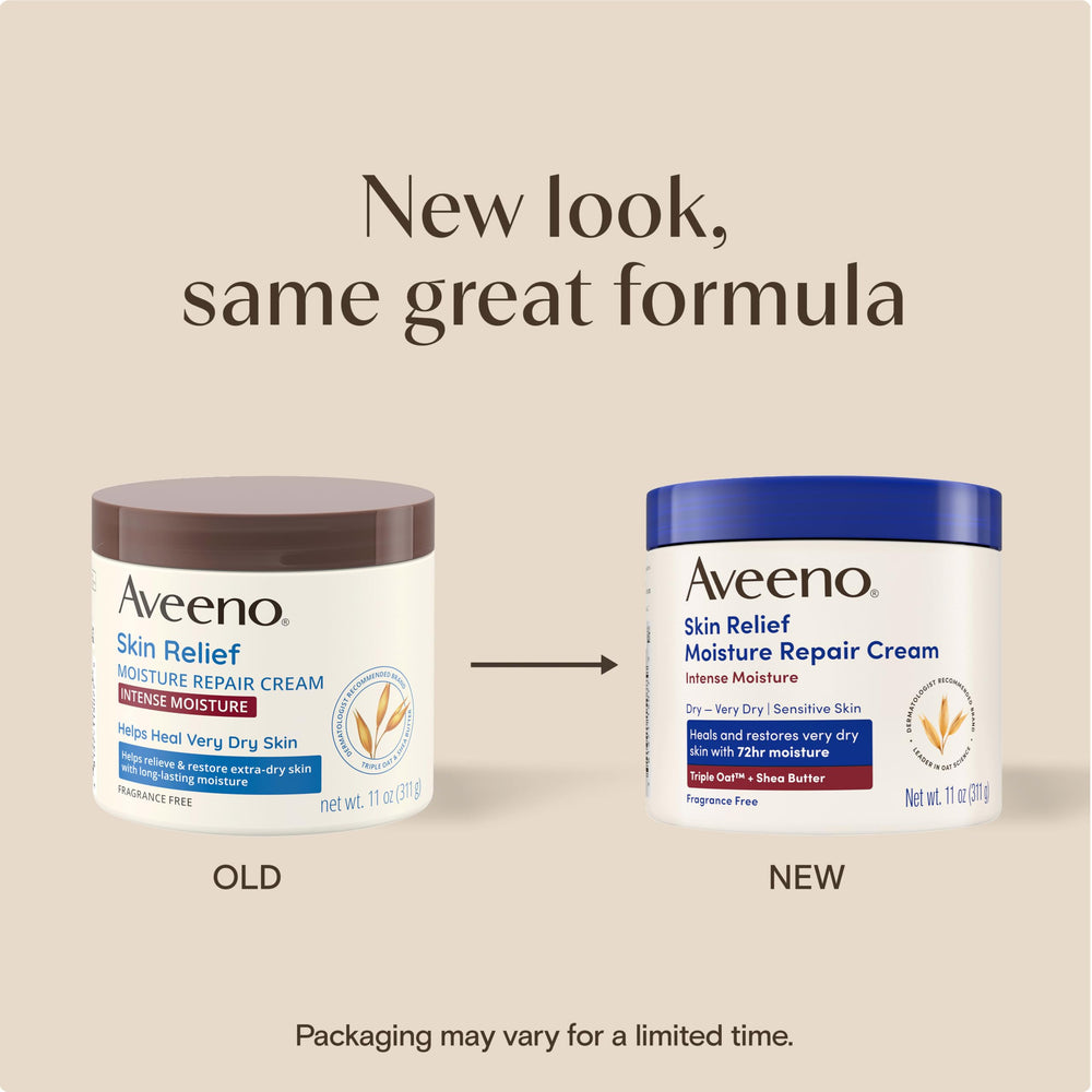 Aveeno textura cremosa en primer plano que evidencia absorción no grasosa
