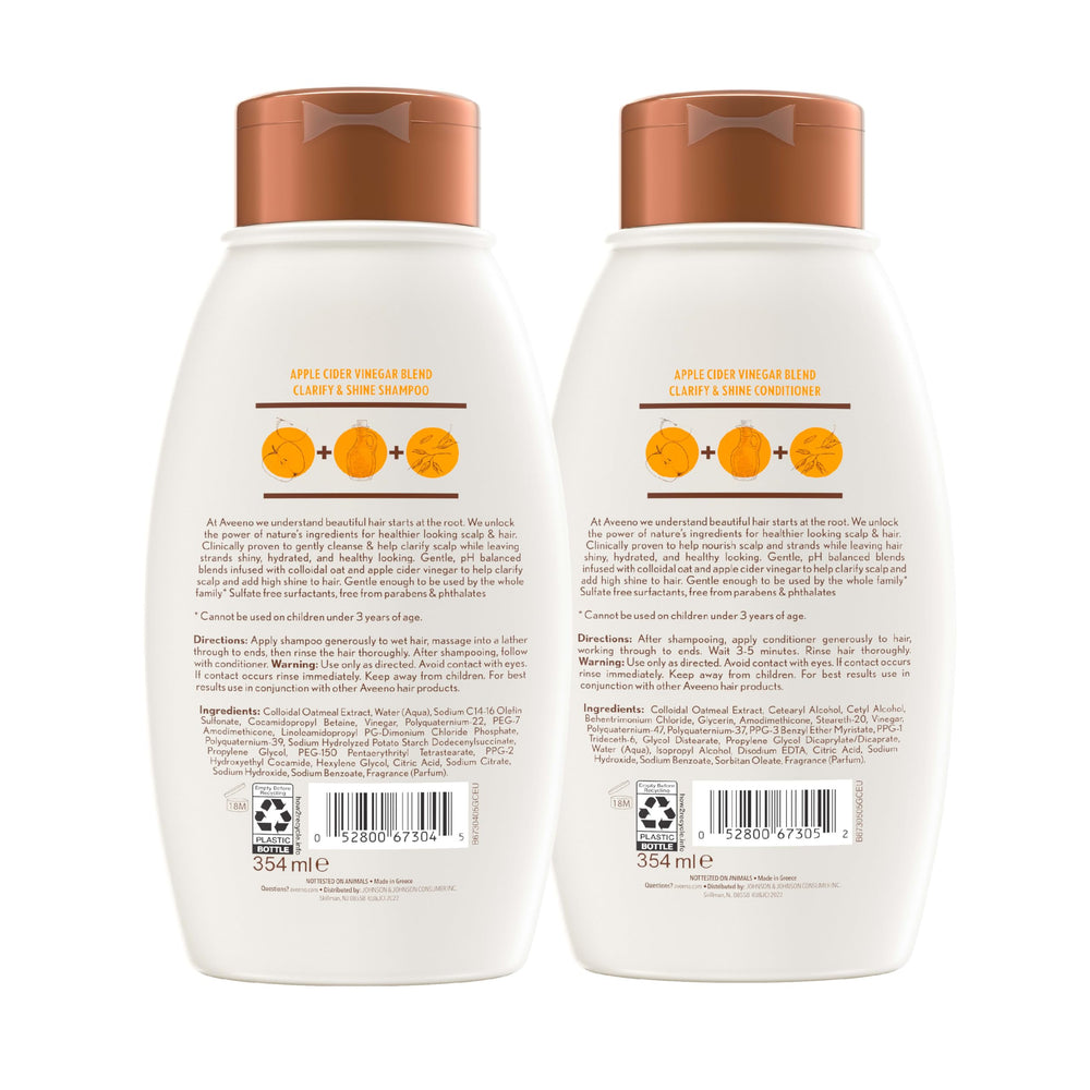 Aveeno set sobre tocador estilizado mostrando acabado brillante