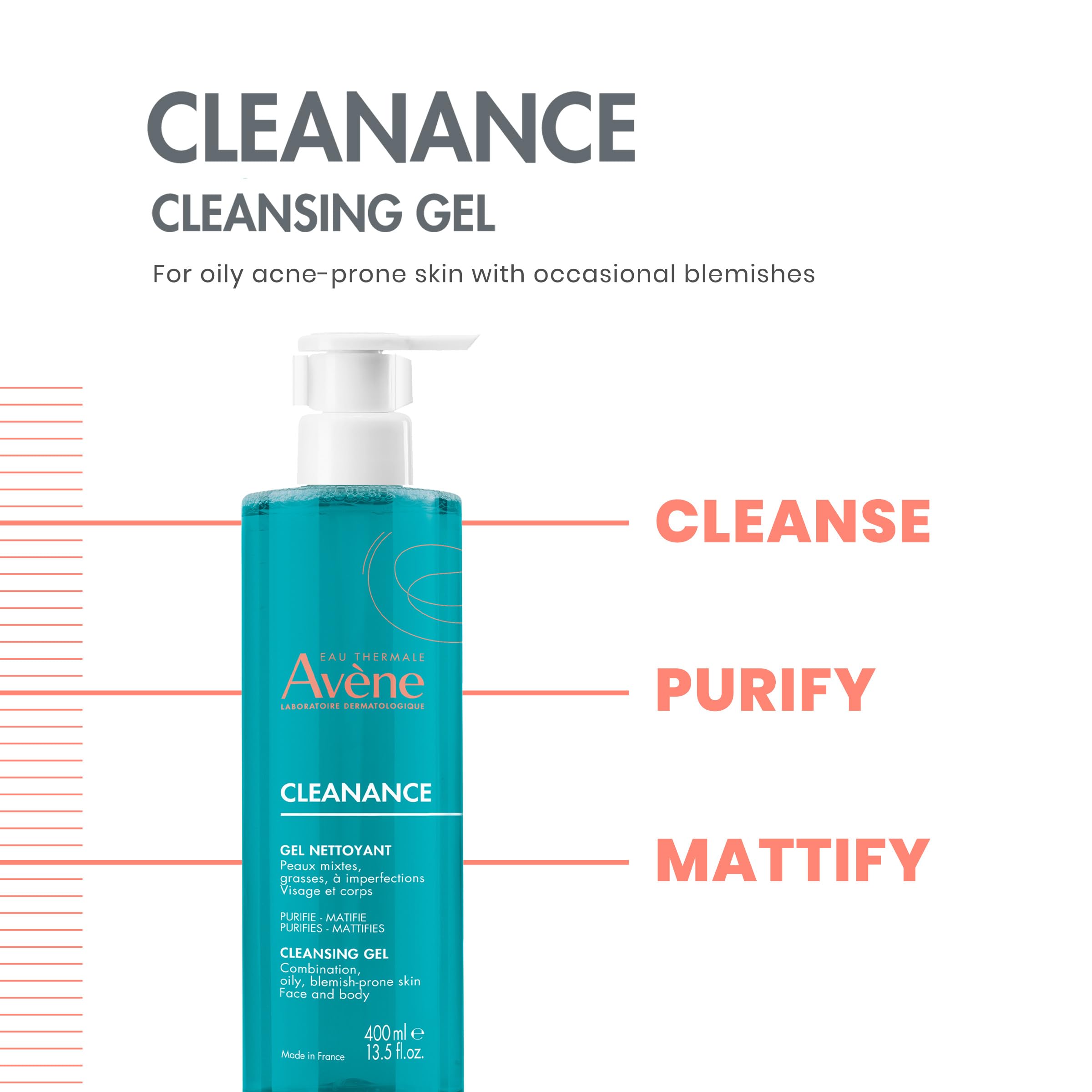 Avène Cleanance gel aplicación en rostro mostrando limpieza sin resecar