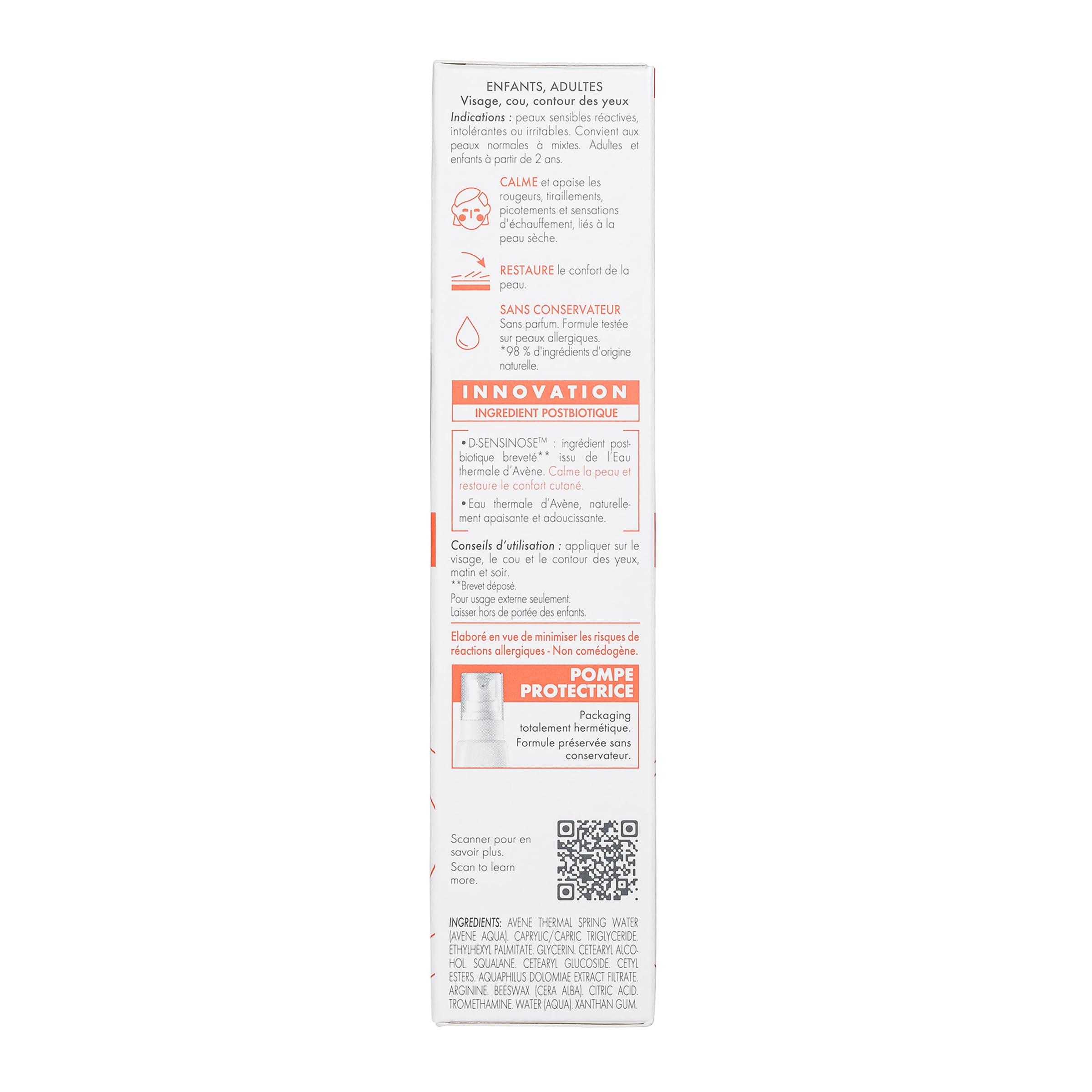 Avène crema textura en la yema, hidratación ligera y rápida absorción