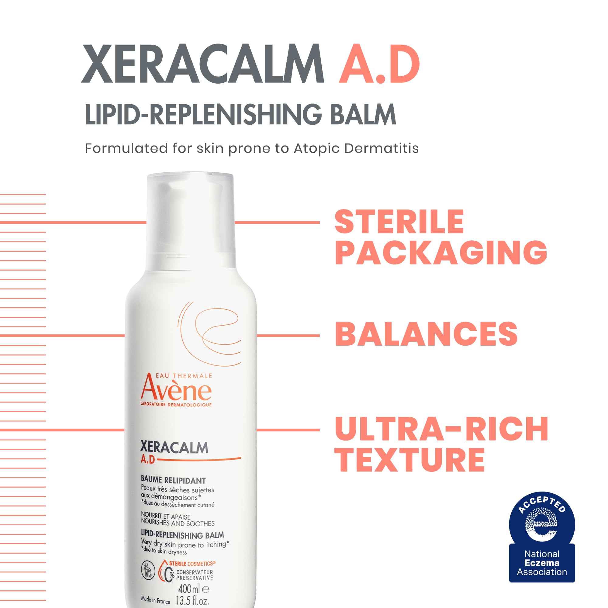 Avène XeraCalm A.D textura cremosa en primer plano para hidratación profunda