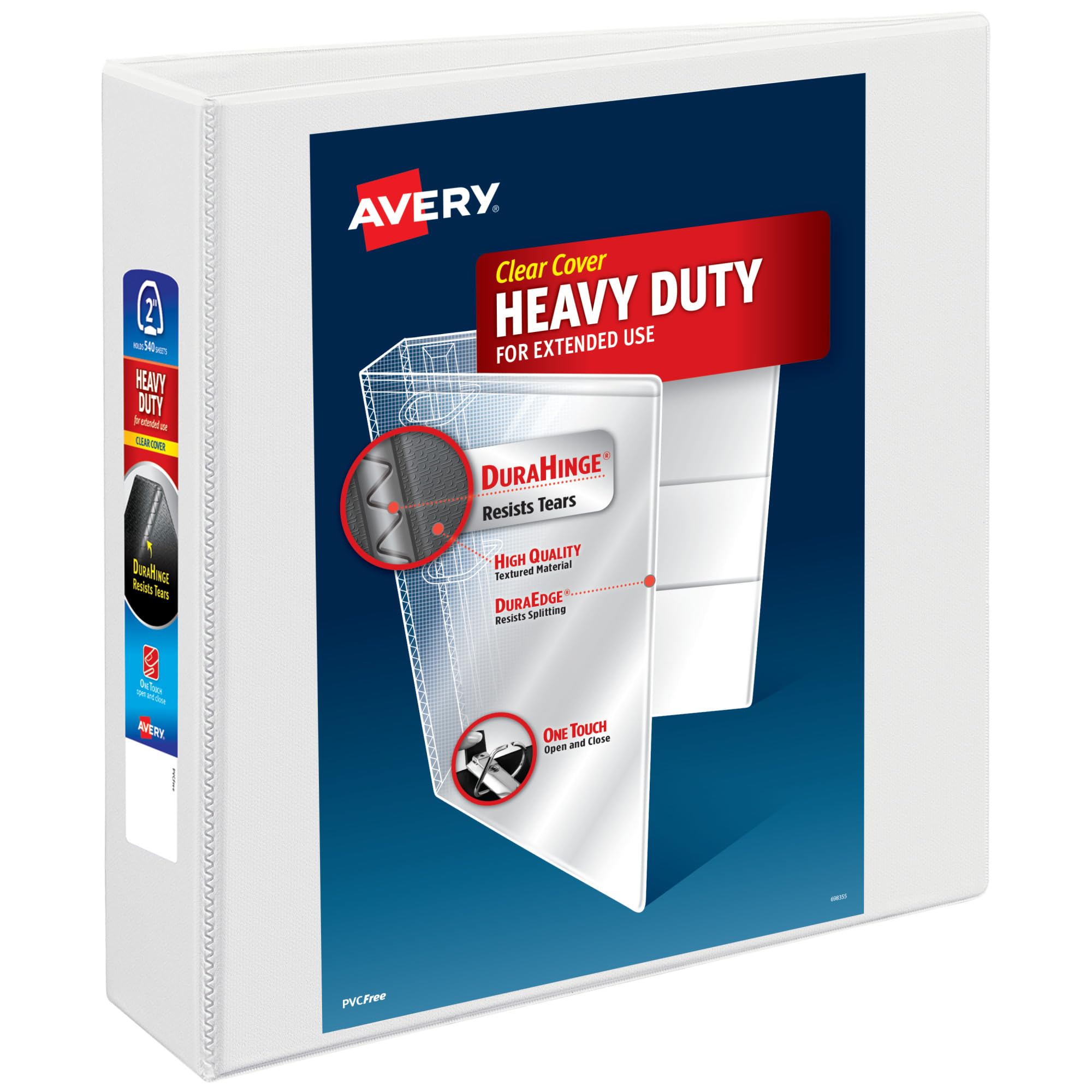 Avery carpeta frontal blanca mostrando cubierta personalizable y orden
