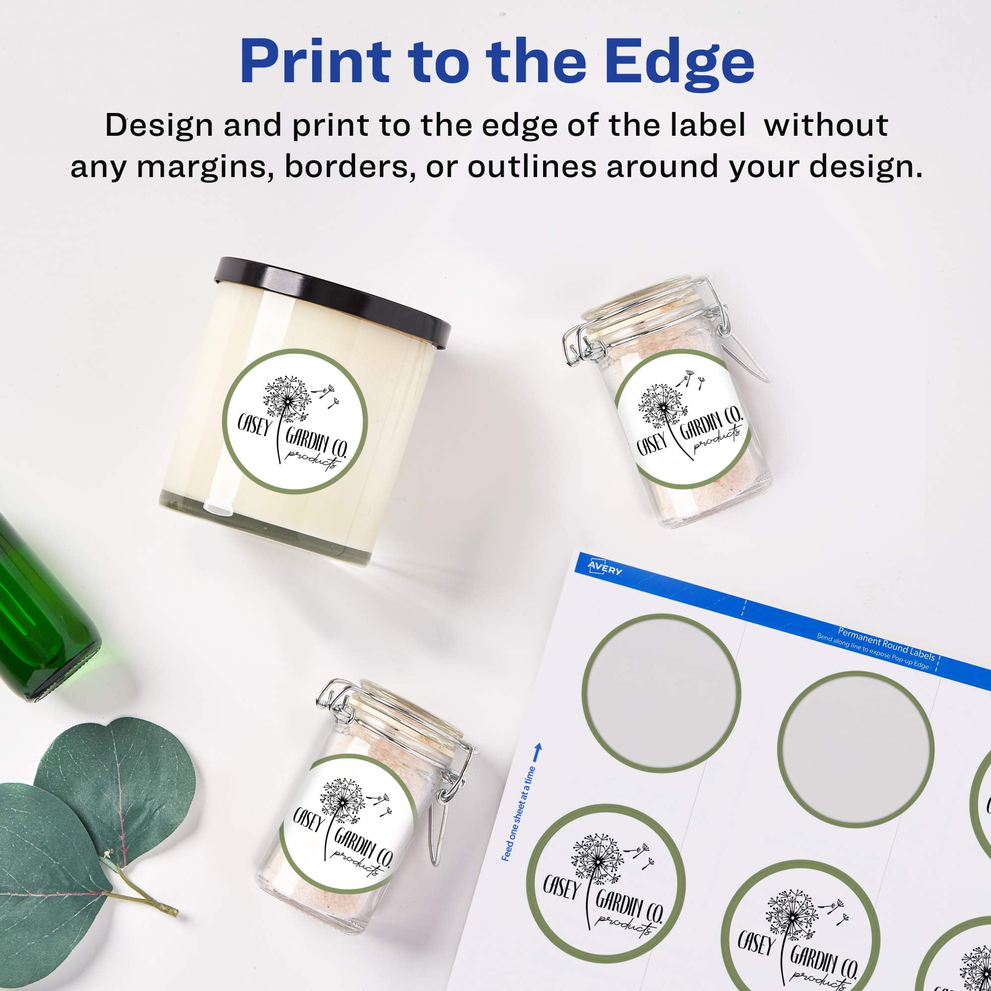 Avery detalle del Pop-up Edge que facilita despegar la etiqueta sin dañar el diseño