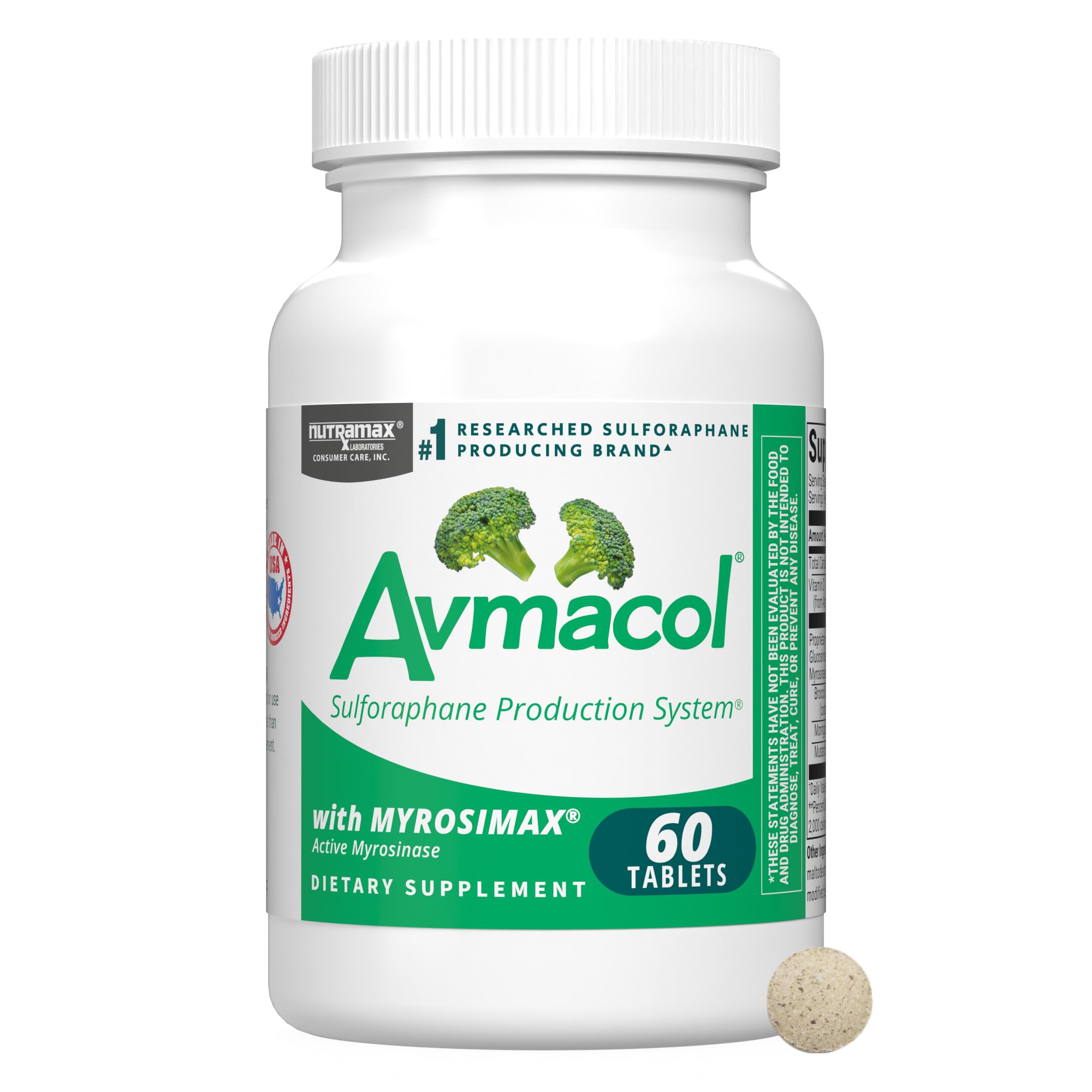 AVMACOL envase frontal mostrando 60 tabletas y beneficios principales