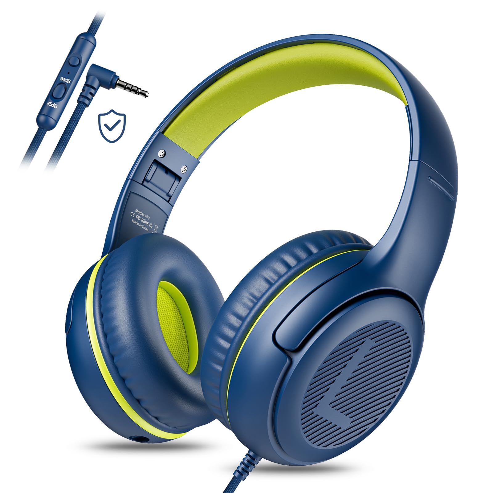 awatrue auriculares AT2 vista frontal del empaque mostrando compatibilidad escolar