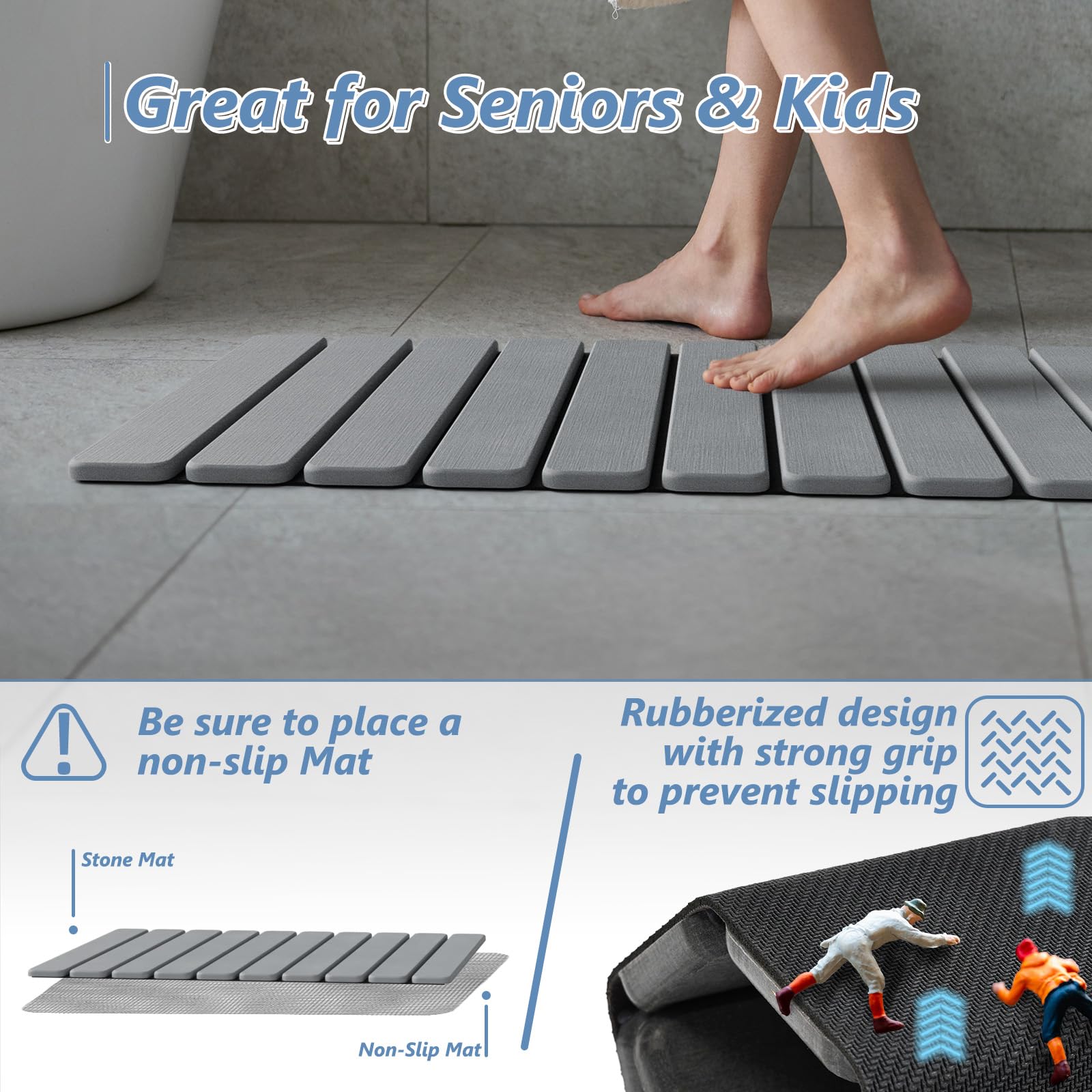 AWW alfombra plegada demostrando almacenamiento compacto y portabilidad