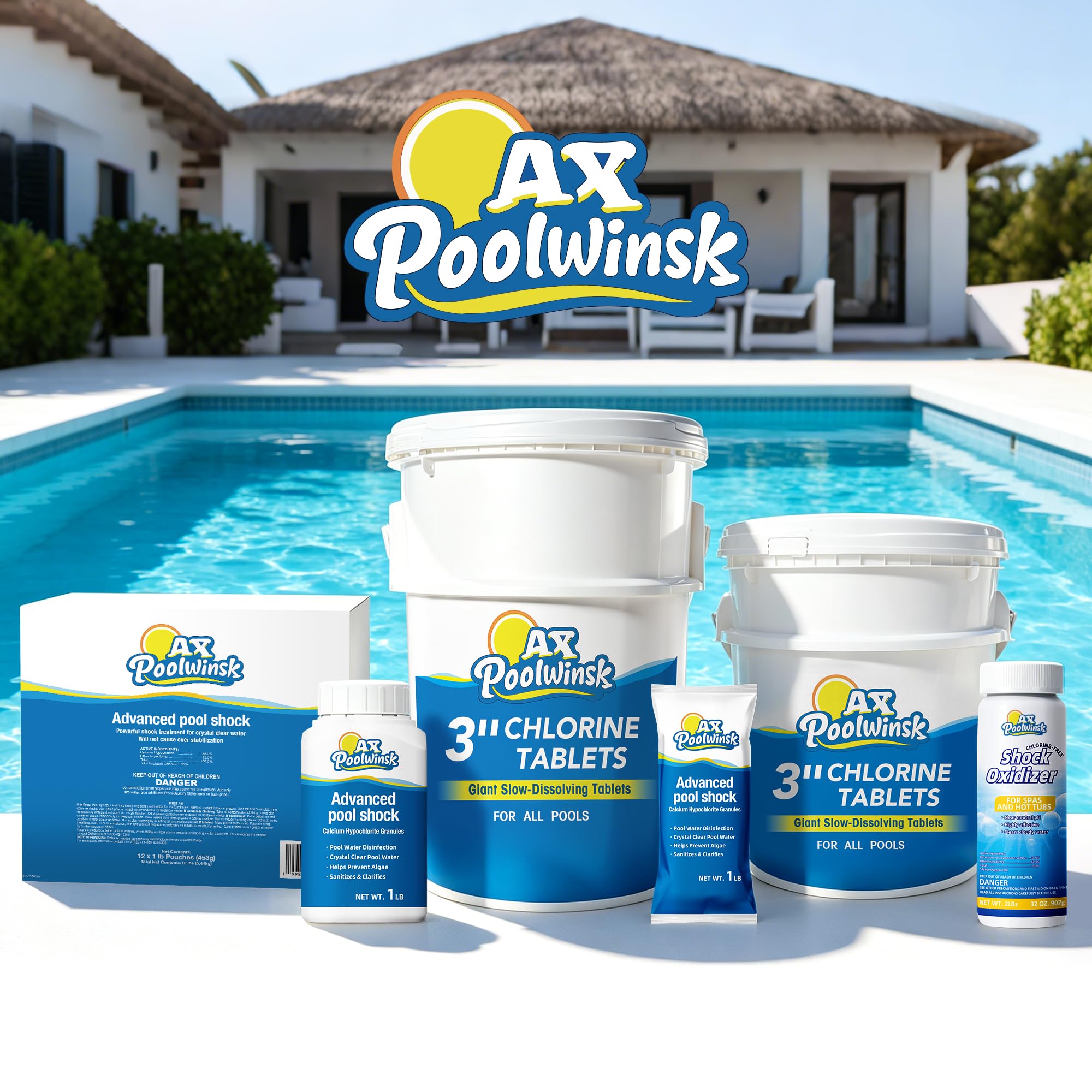 AX Poolwinsk tableta cercana mostrando textura y disolución controlada