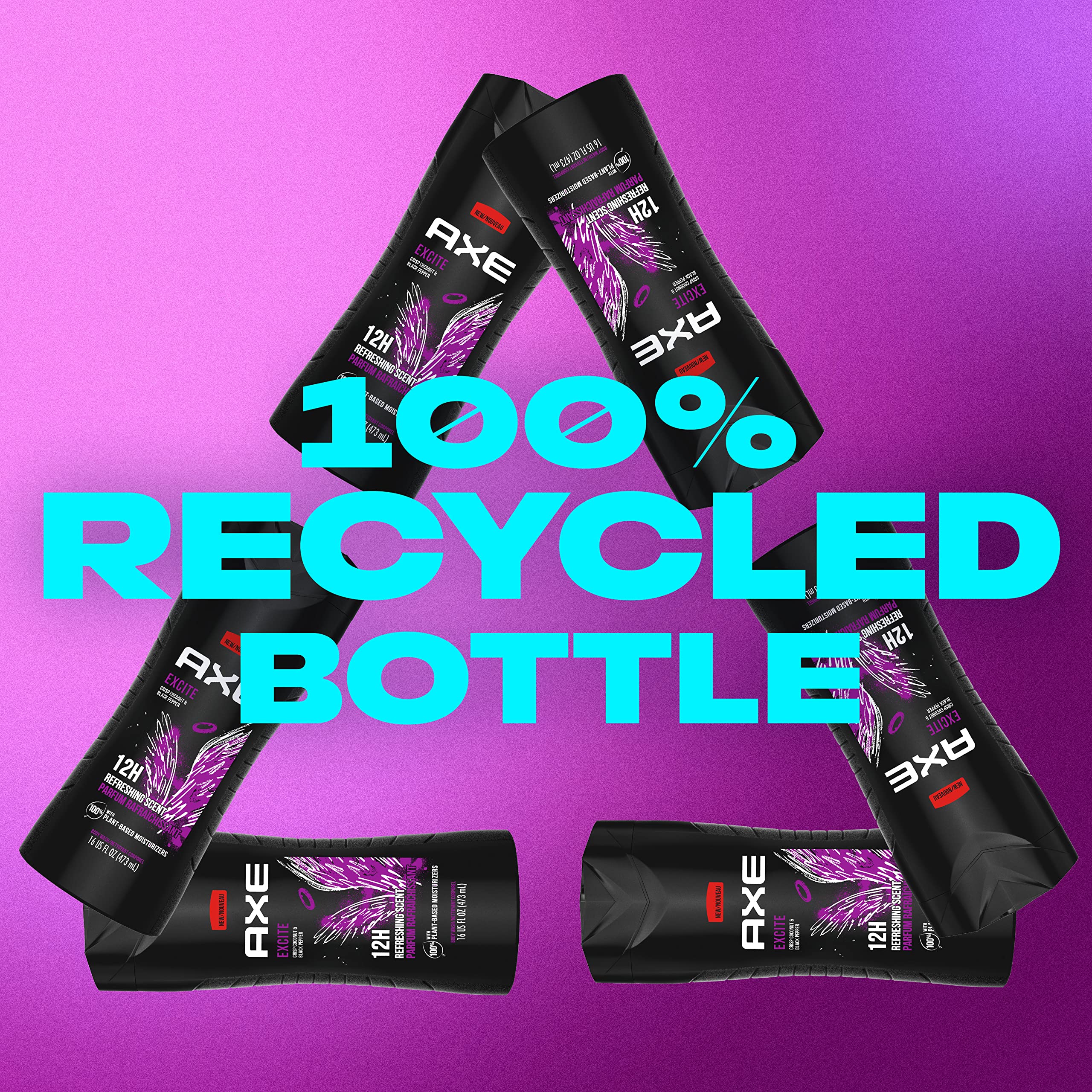 AXE envase hecho con plástico 100% reciclado, opción sostenible