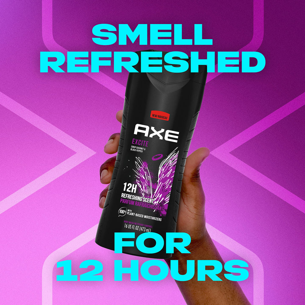 AXE gel de ducha en acción bajo la ducha, deja sensación fresca