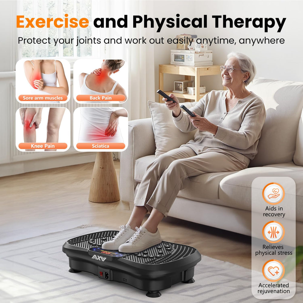 AXV usuario realizando sentadillas beneficiándose de vibración