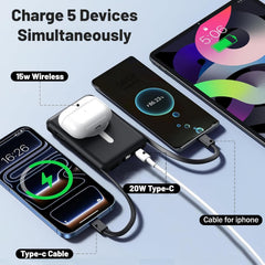 Azmuth en uso con iPhone sujetado magnéticamente para carga sin cables