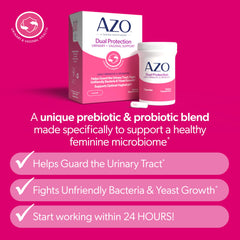 AZO empaque lateral con información de ingredientes y beneficios
