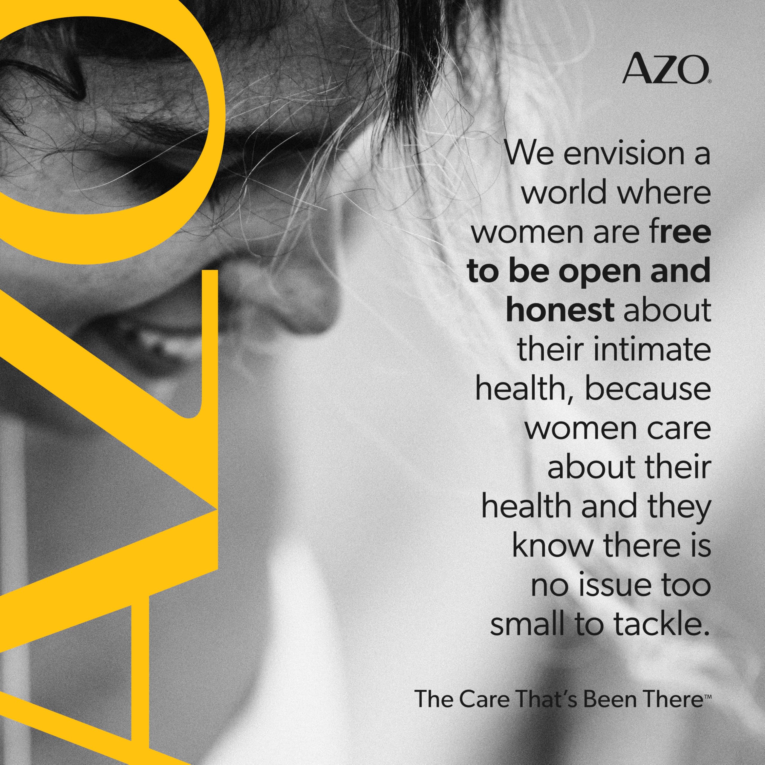 AZO bottle on bathroom counter showing daily routine ease benefit