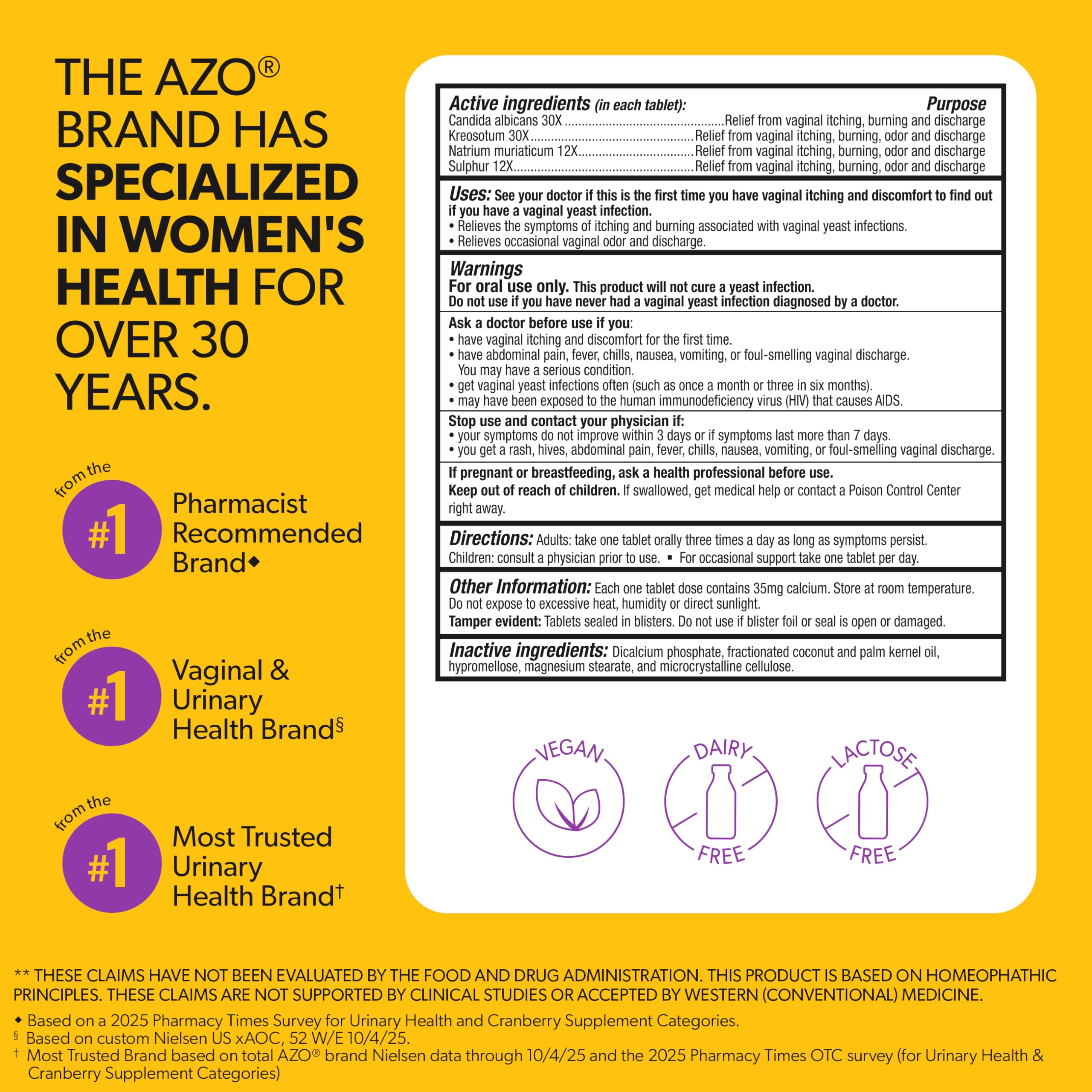 AZO etiqueta con información y uso seguro visible