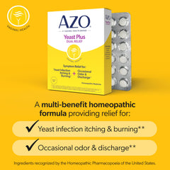 AZO frasco abierto con pastillas para dosificación práctica