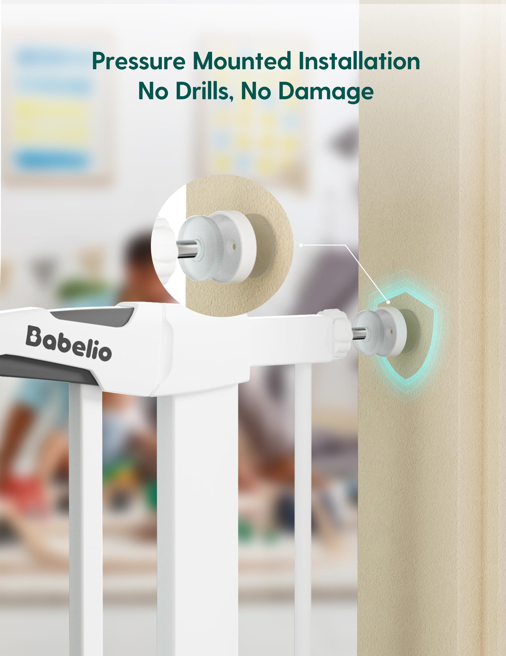 Babelio comparación de tamaño junto a una puerta para ver la escala real