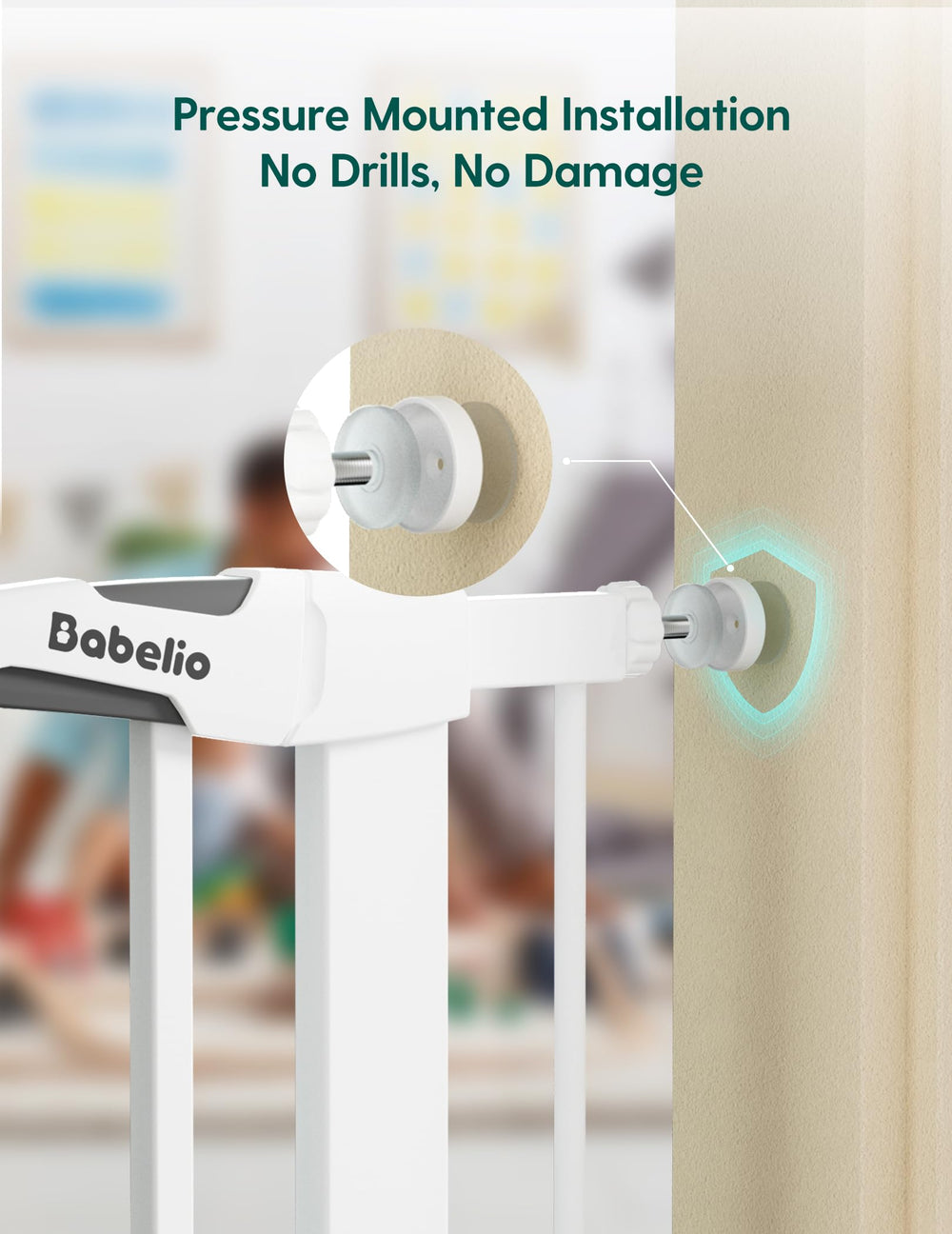 Babelio comparación de tamaño junto a una puerta para ver la escala real