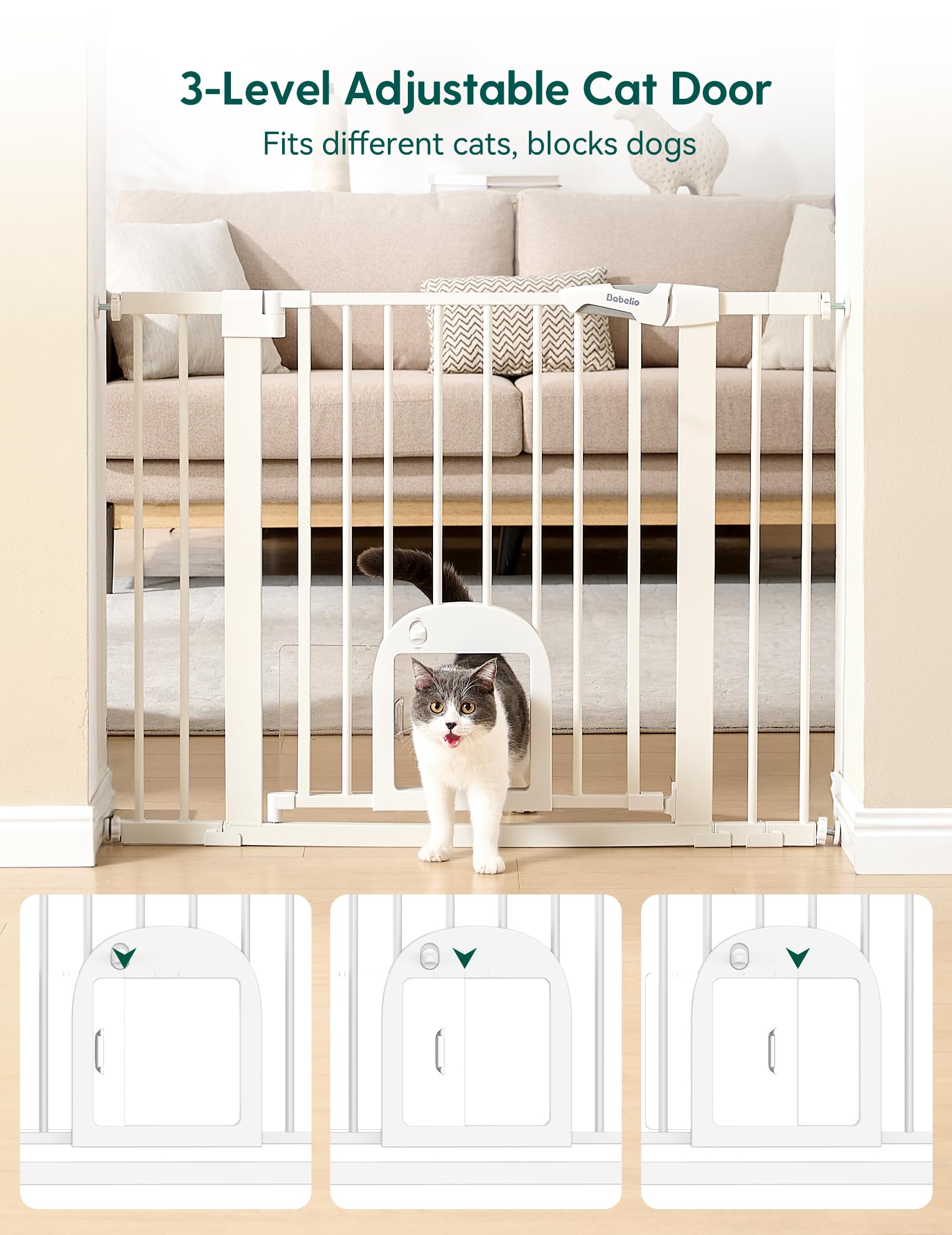 Babelio detalle de la compuerta para gato 7×5.5" con ajuste lateral fácil